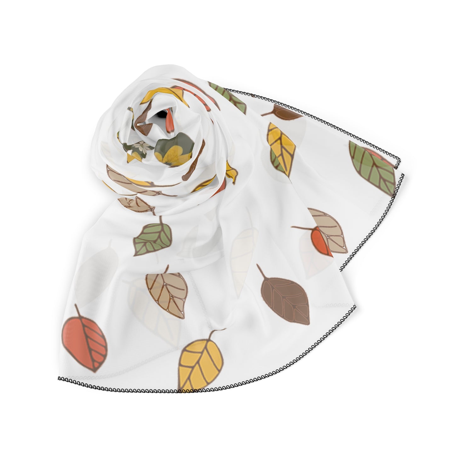 Autumn Leaf Poly Scarf - Lightweight Fall Fashion Accessory, Cozy Wrap for Cool Days, Perfect Gift for Her, Seasonal Scarf