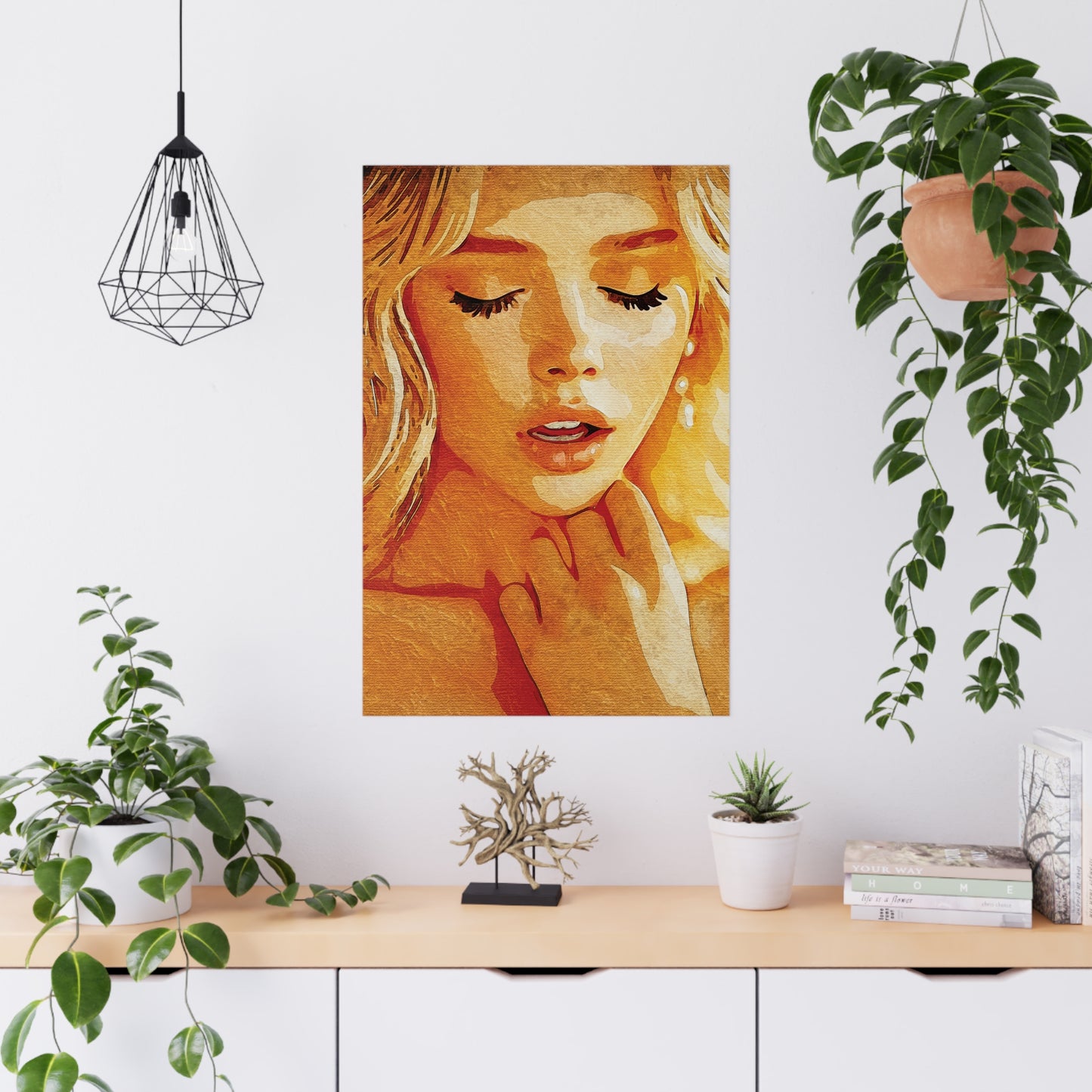 “Golden Reverie: The Serenity of a Soul in Stillness” - Elegant Matte Wall Art Poster, Inspirational Home Decor, Unique Gift for Art Lovers, Modern Aesthetic Wall Decor, Beautiful Portrait Print
