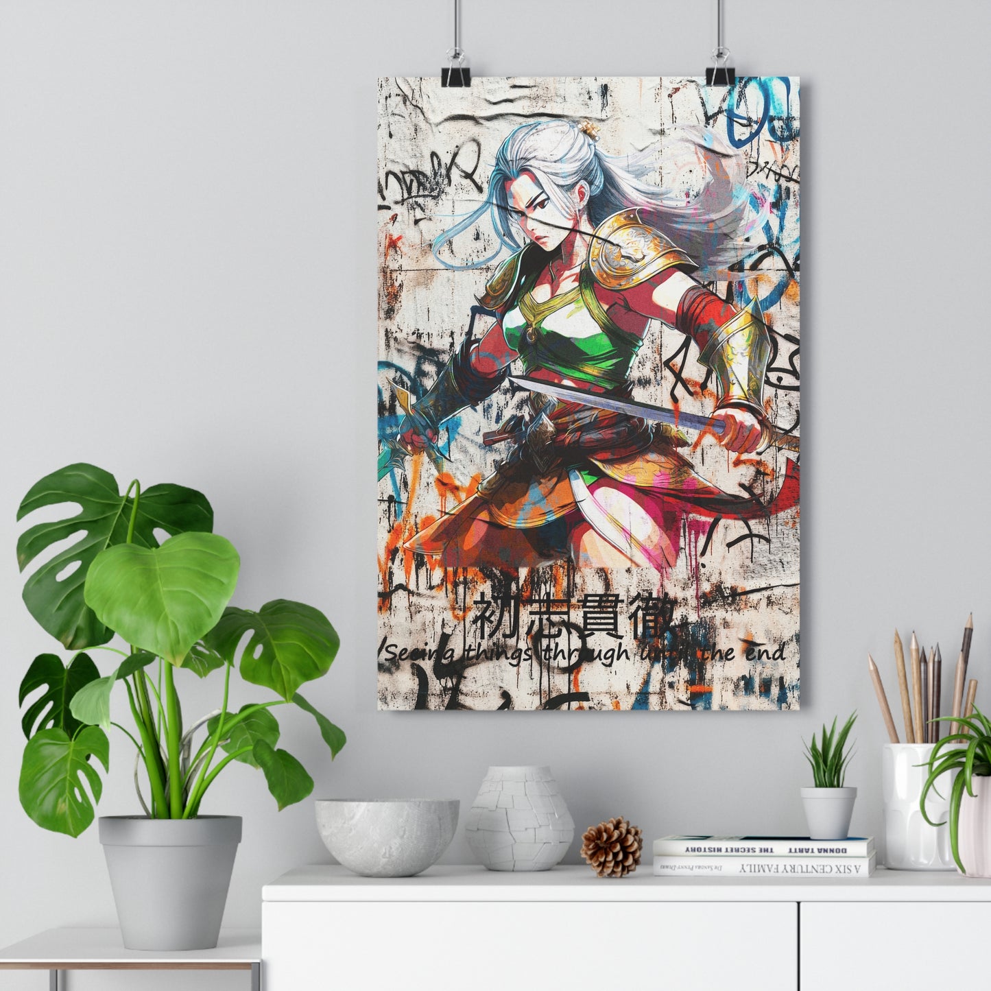 Vibrant Warrior Giclée Art Print - Manga Decor, Wall Art, Anime Gift, Home Gallery, Modern Illustration