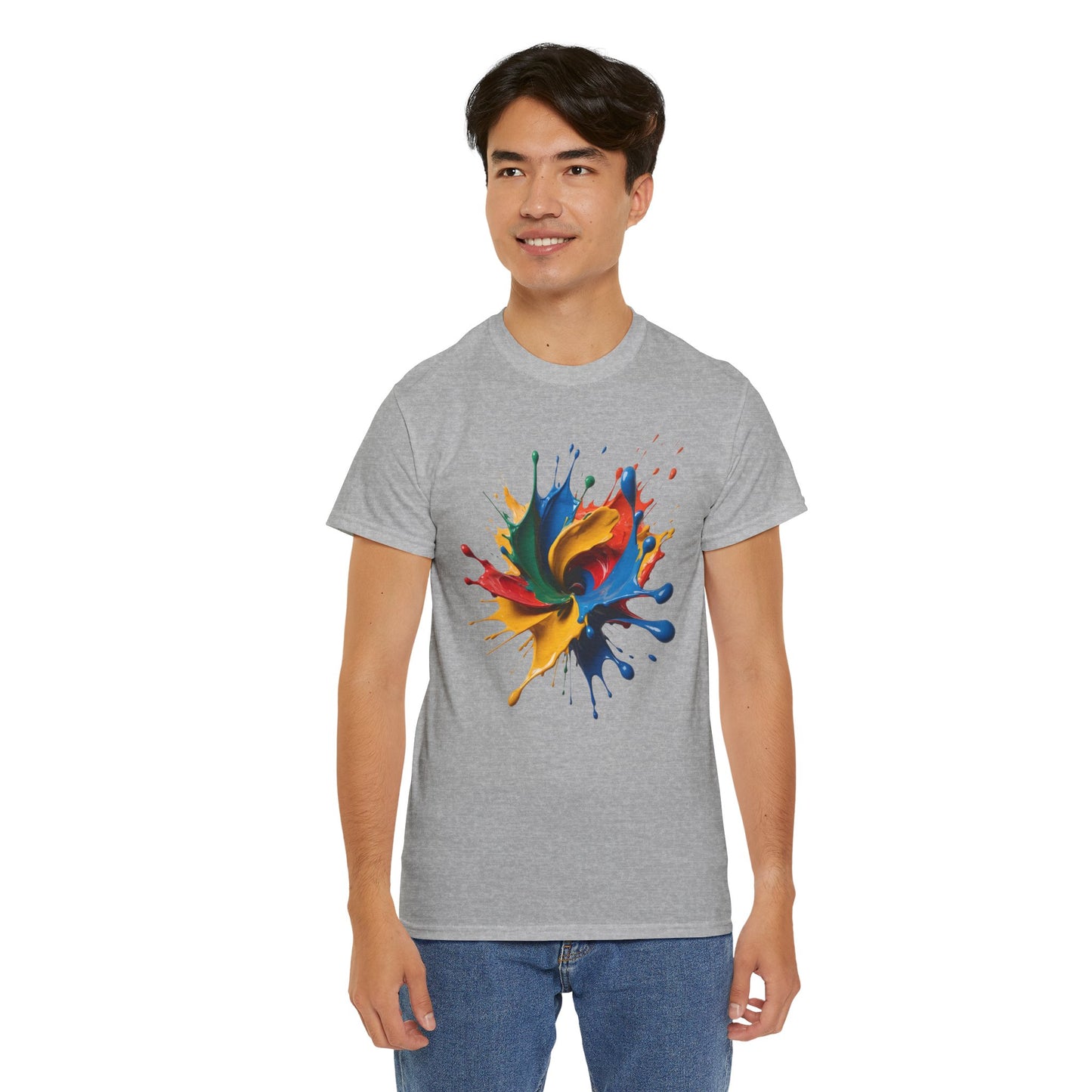"Oops!" Color Splash Energy – Wear the Art, Feel the Vibe - Colorful Splash Art Unisex Heavy Cotton Tee | Vibrant Graphic T-Shirt, Casual Wear, Gift for Art Lovers, Color Run, Festival Outfit
