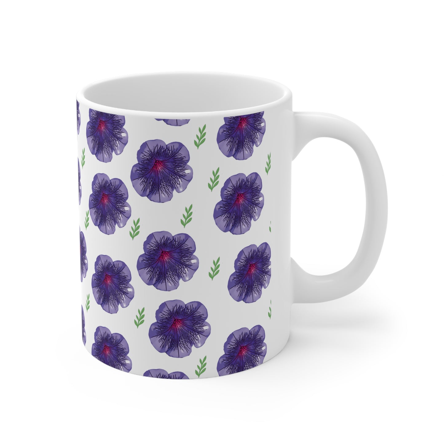 "Petunia" Vibrant Floral Ceramic Coffee Cups - 11oz & 15oz for Nature Lovers