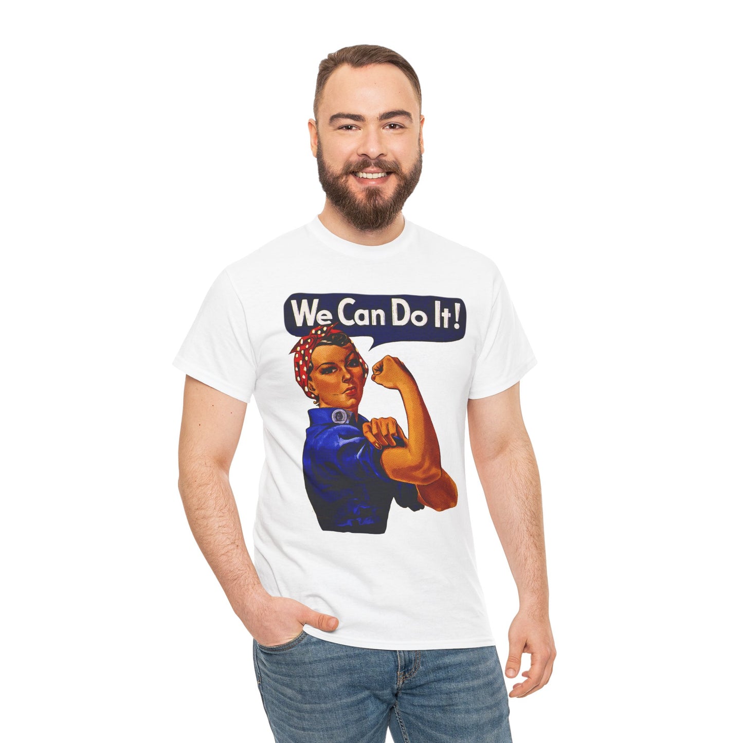 Empowerment Pop Art | Bold "We Can Do It" T-Shirts, Sweatshirts, Mugs & Wall Art for Inspiration - Empowering Unisex Heavy Cotton Tee - We Can Do It! Statement Shirt, Feminist Apparel, Gift for Her, Motivational Tee, Casual Wear
