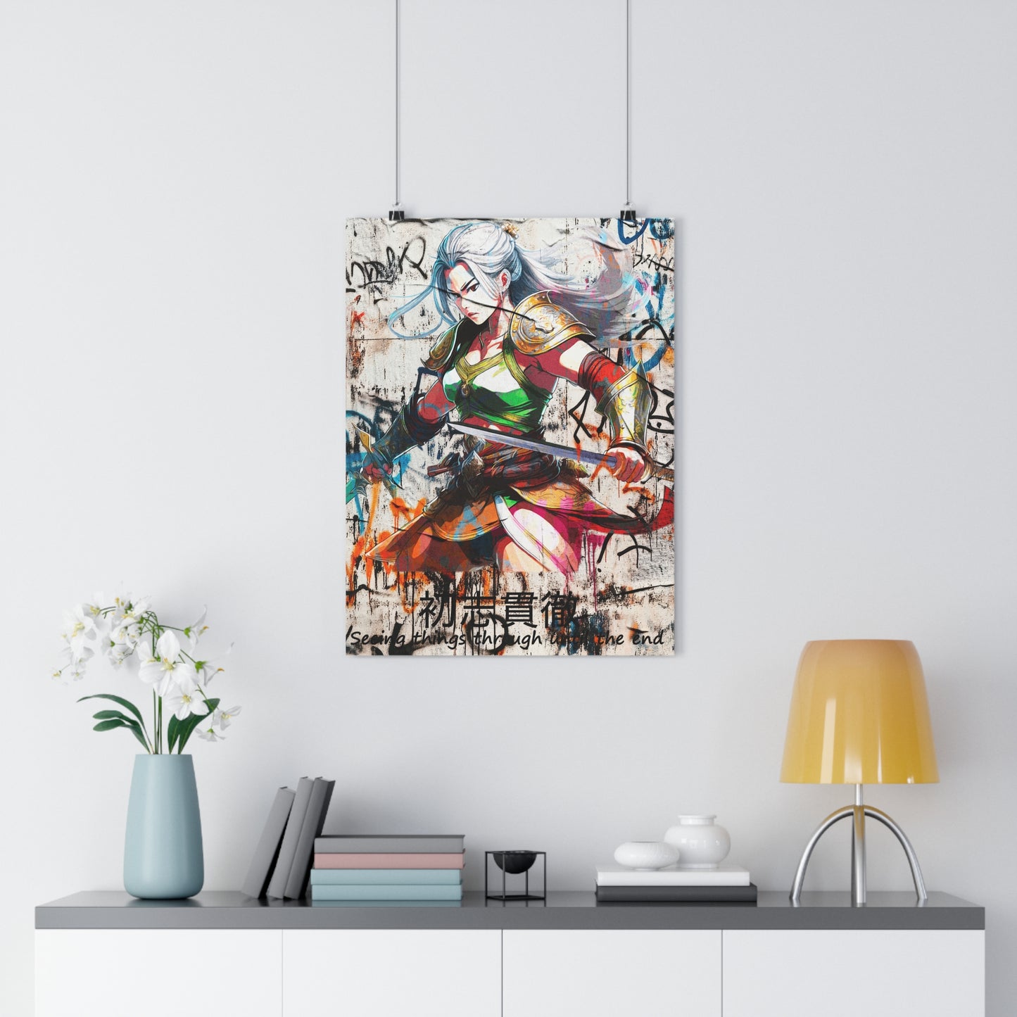 Vibrant Warrior Giclée Art Print - Manga Decor, Wall Art, Anime Gift, Home Gallery, Modern Illustration