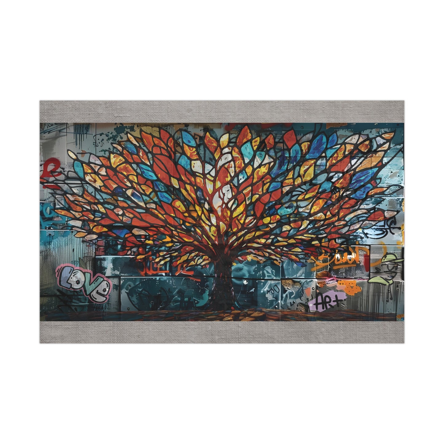 “Roots of Radiance: The Urban Tree of Infinite Expression” - Vibrant Tree Matte Poster, Home Decor, Wall Art, Gift for Nature Lovers, Modern Art Print