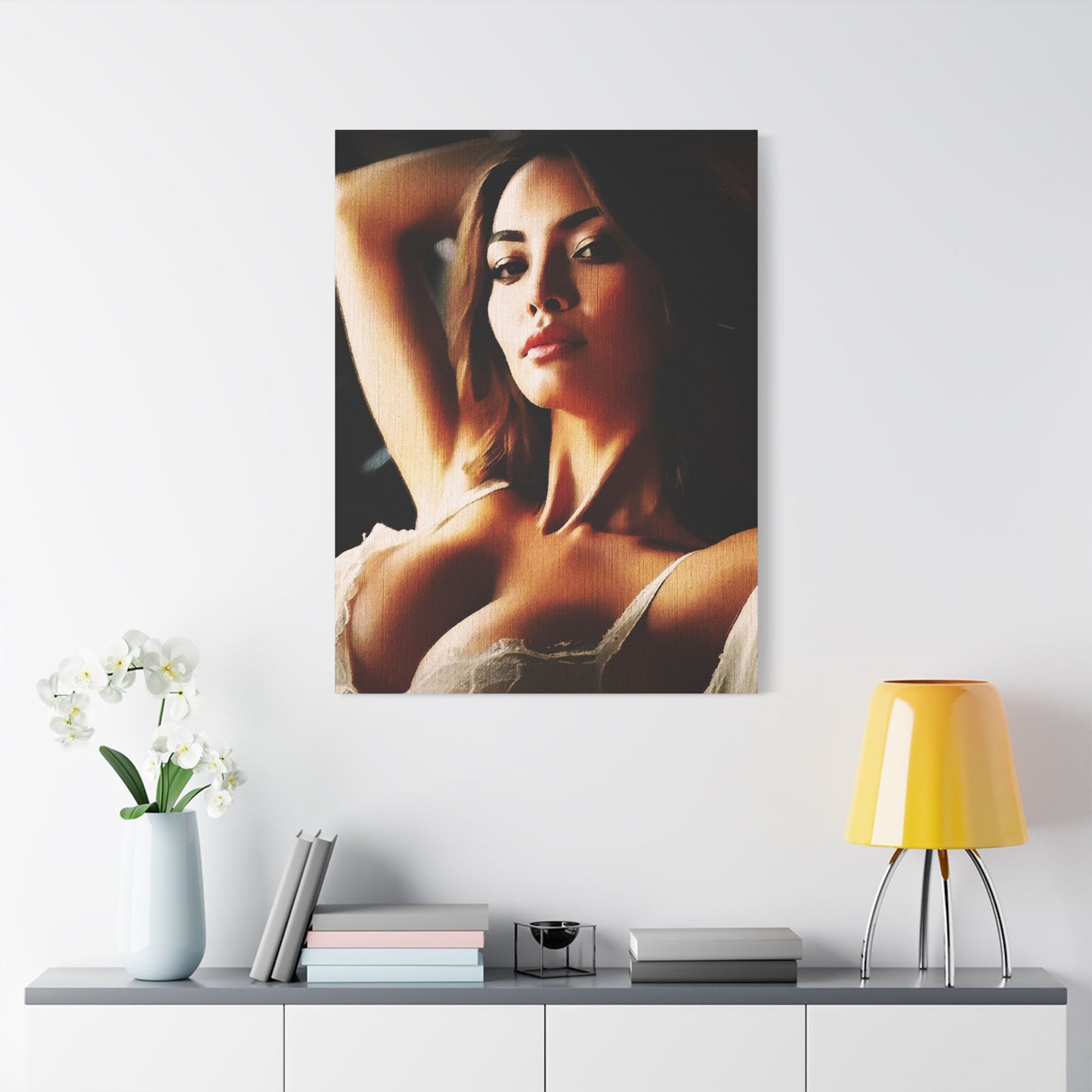Empowered Allure – Striking Portrait of Confidence and Timeless Feminine Grace in Art - Elegant Satin Canvas Art Print, Modern Home Decor, Wall Art for Living Room, Bedroom Aesthetic, Unique Gift Idea