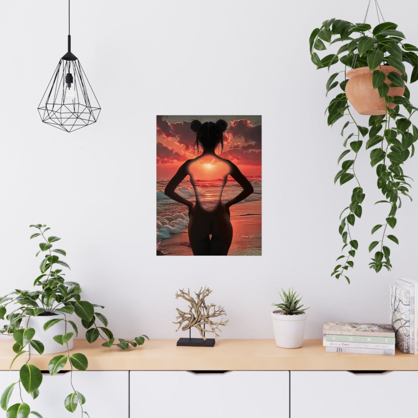 Sunset Within โ Strength That Shines Through ๐
๐ช - Serene Sunset Matte Poster, Boho Wall Art, Aesthetic Home Decor, Gift for Her, Feminine Art Print