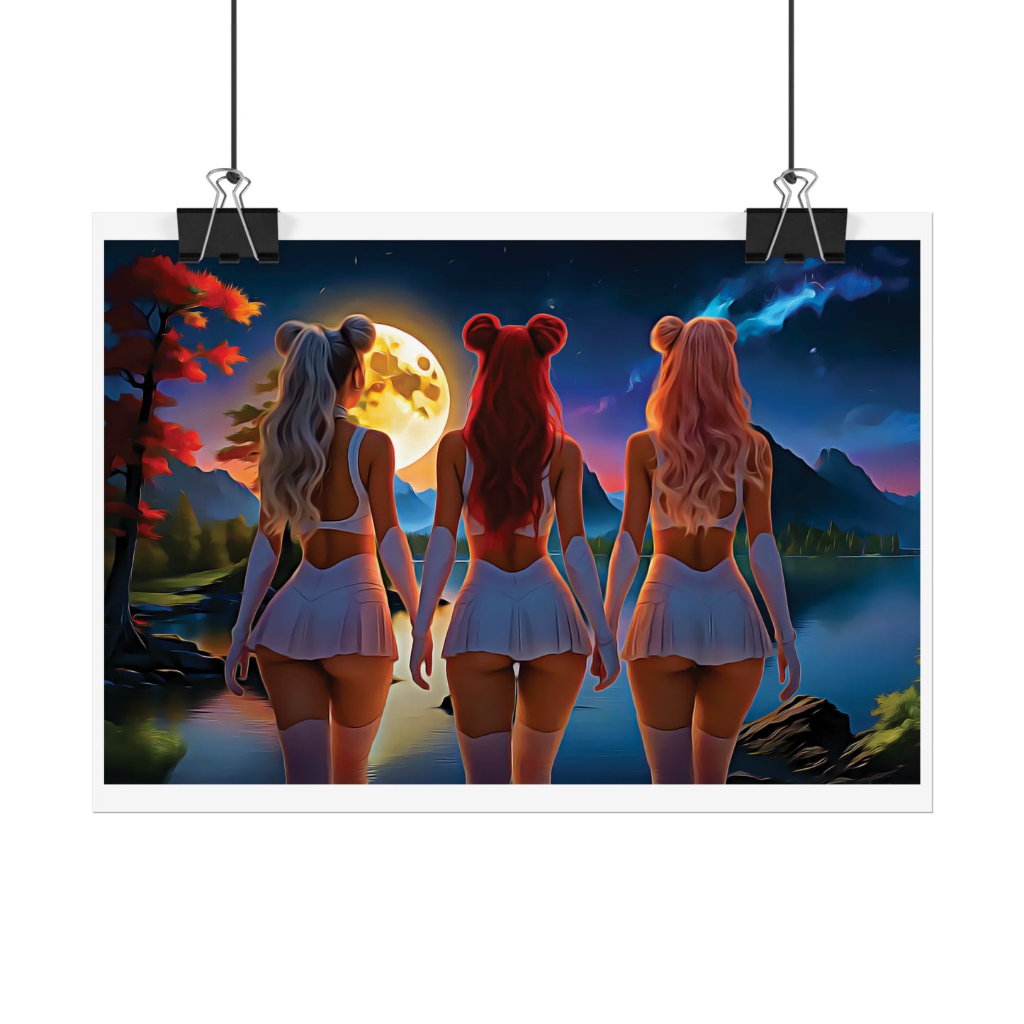 π Moon Sisters: Unity in Light, Magic in Motion - Vibrant Art Rolled Posters, Aesthetic Wall Decor, Anime Inspired Art, Unique Gift, Home Decor, Bedroom Wall Art, Feminine Aesthetic