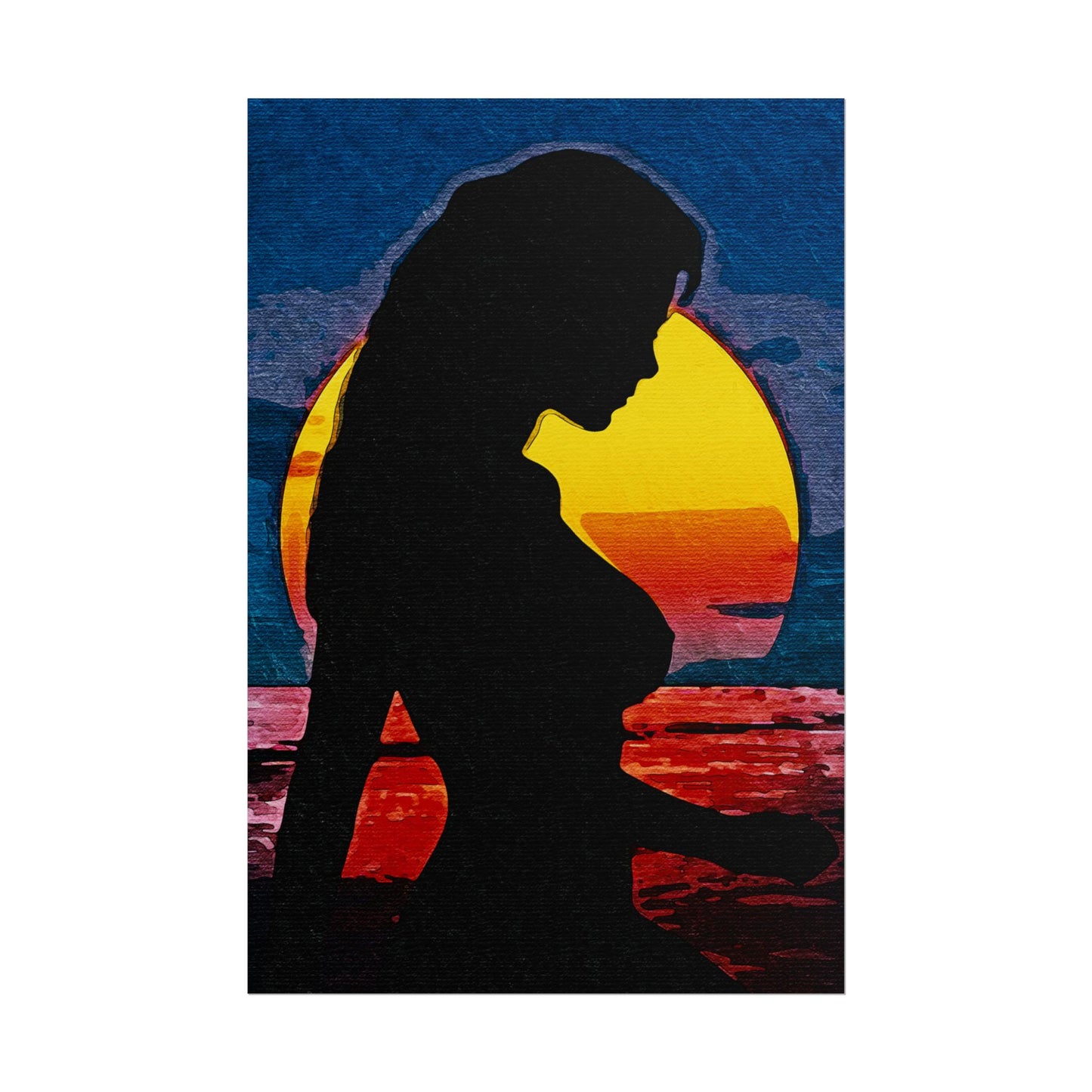 Radiant Horizons: Empowering Silhouette by Sunset – Embrace Inner Strength and Inspiring Beauty - Vibrant Beach Sunset Rolled Poster, Living Room Decor, Nautical Art, Home Aesthetic, Gift for Beach Lovers, Boho Wall Art