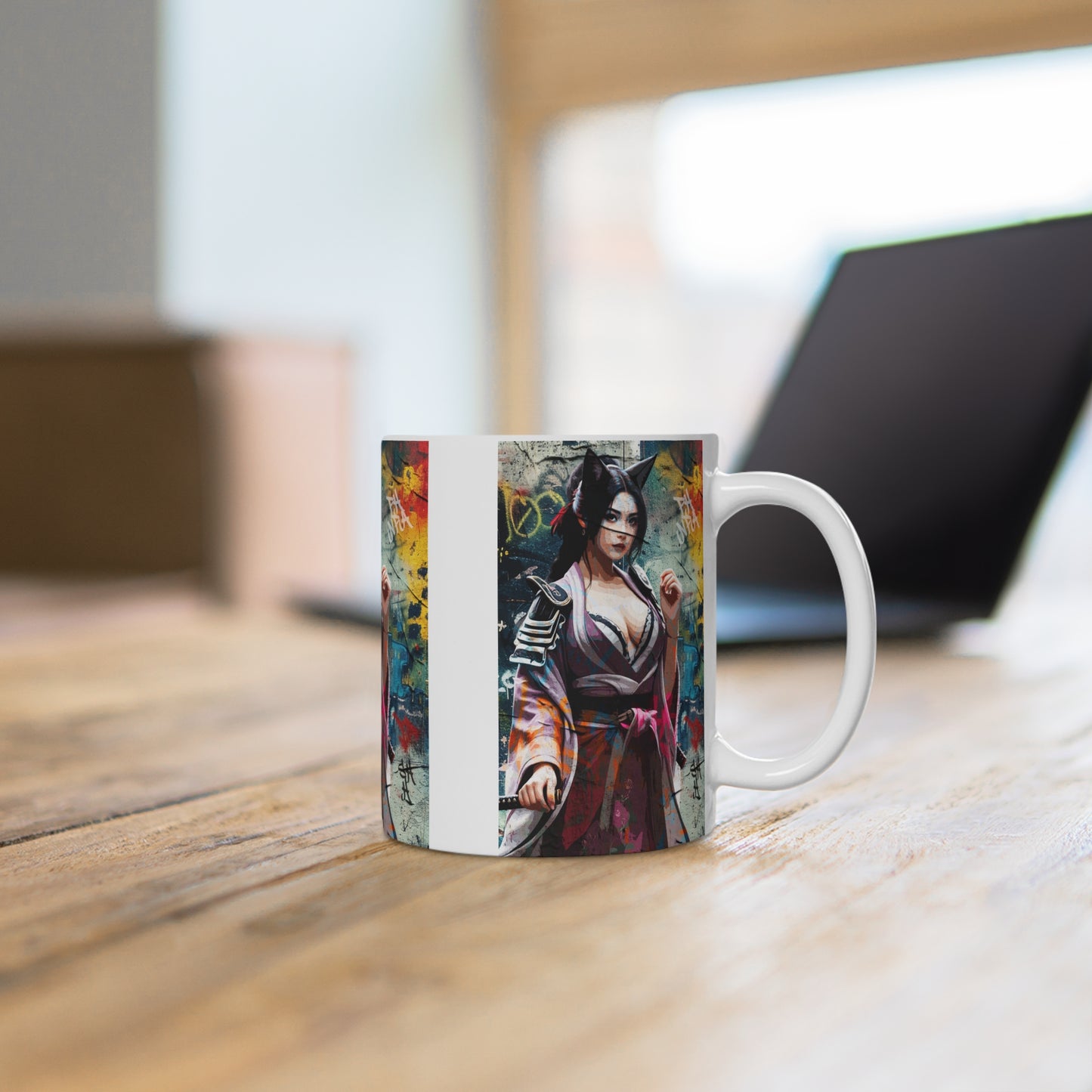 Mug - Warrior Cat Women Graffiti Popart Anime Design