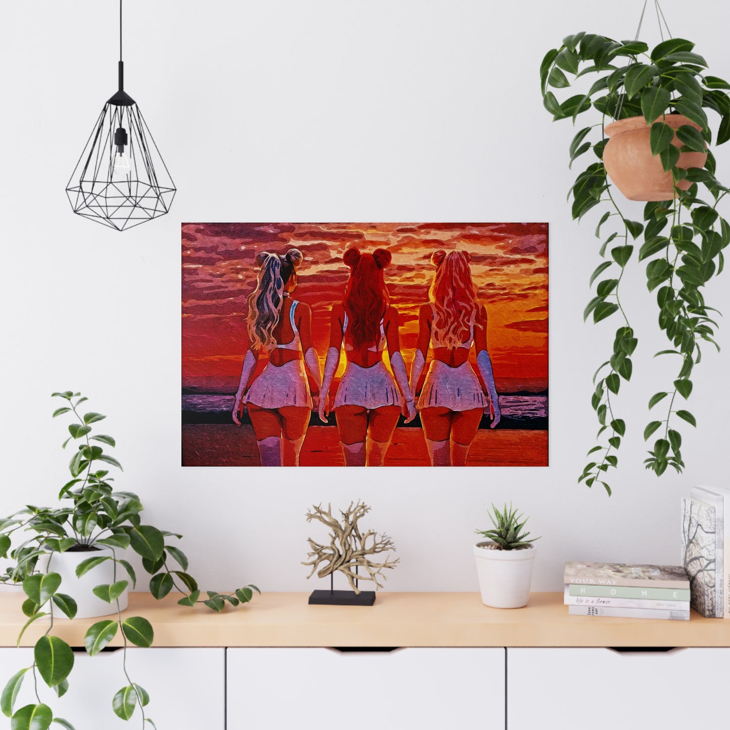 Horizon Sisters β United in Light and Love π
ππ β Unity & Peace in Vibrant Coastal Light Poster, Red Aesthetic Art Print, Wall Decor for Anime Lovers, Home Decor, Gift for Fans