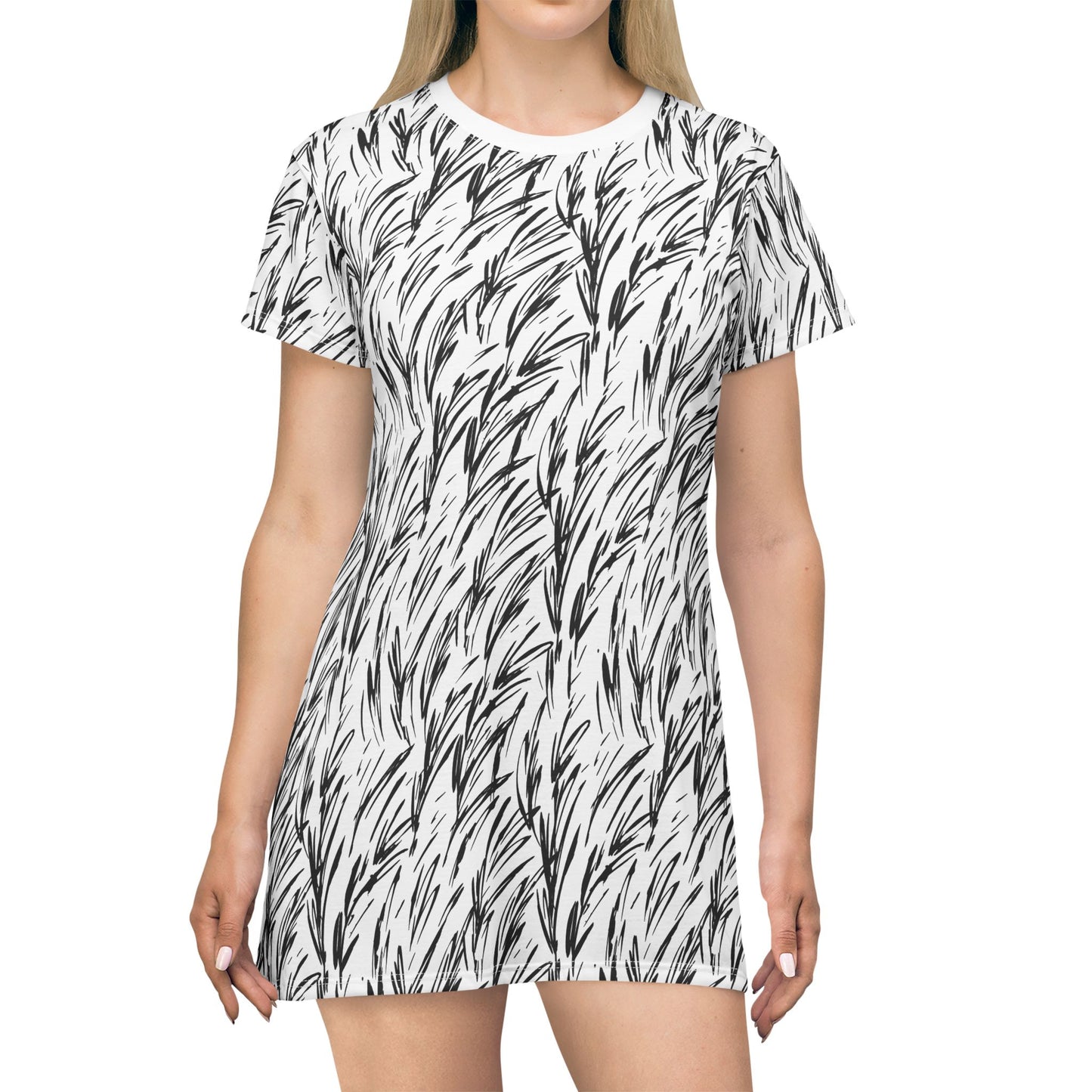 Abstract Botanical T-Shirt Dress