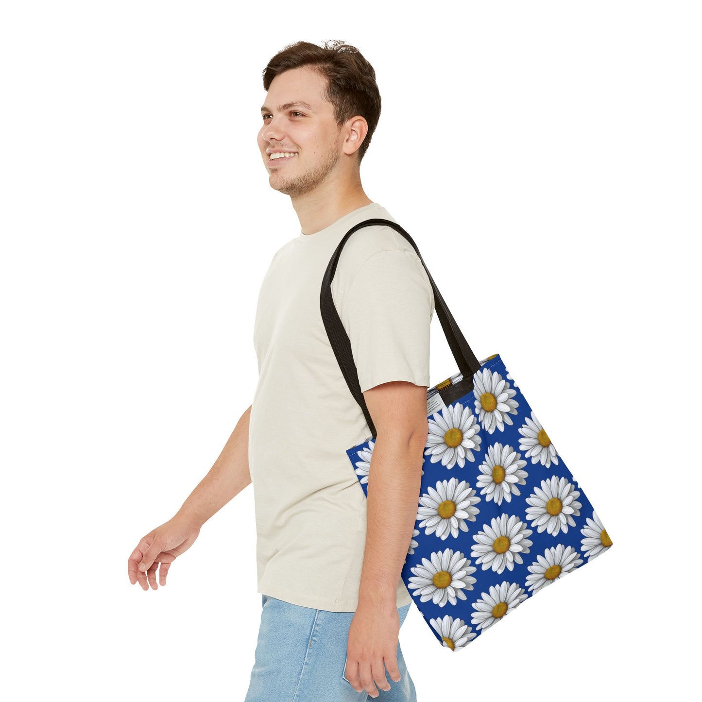 Daisy Tote Bag - White Floral Design Summer Fashion Accessory