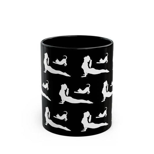 Yoga Cat Lovers Black Mug - Perfect Gift for Animal Enthusiasts
