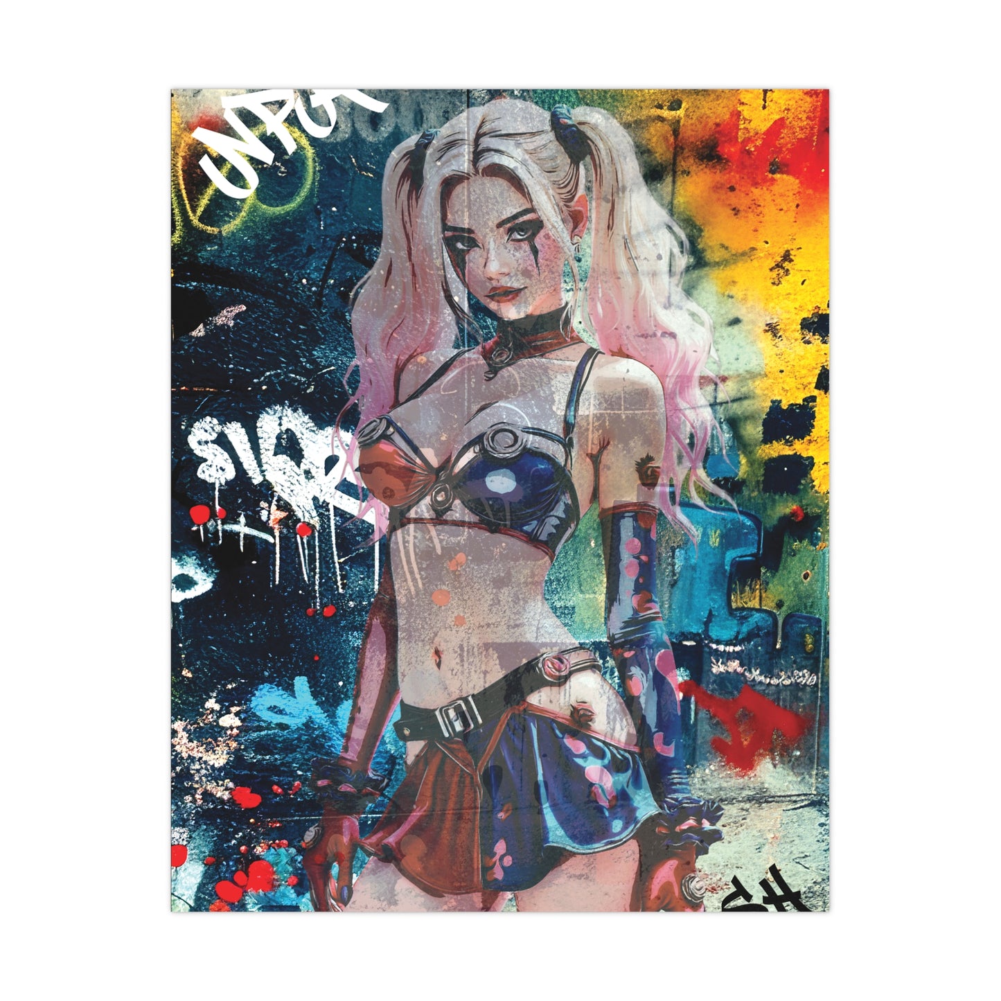 Angie Q – Urban Rebel Soul in Neon Grit and Fierce Confidence - Vibrant Matte Posters, Wall Art, Room Decor, Gift for Art Lovers, Urban Aesthetic, Graffiti Art Prints