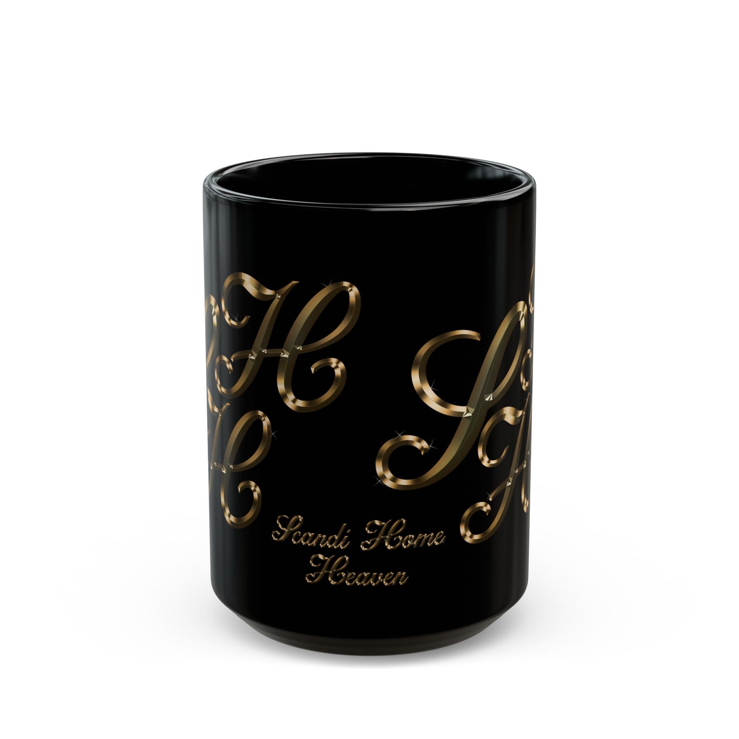 Mug Golden Color Scandi Home Heaven Designer Label Black 11oz 15oz