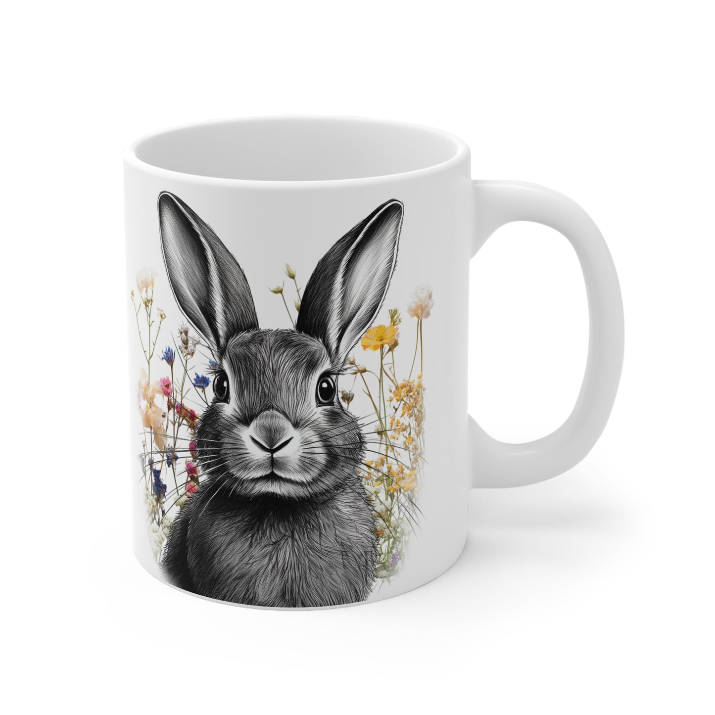 Easter Bunny in a Meadow Mug - Coffee Cup 11oz/15oz