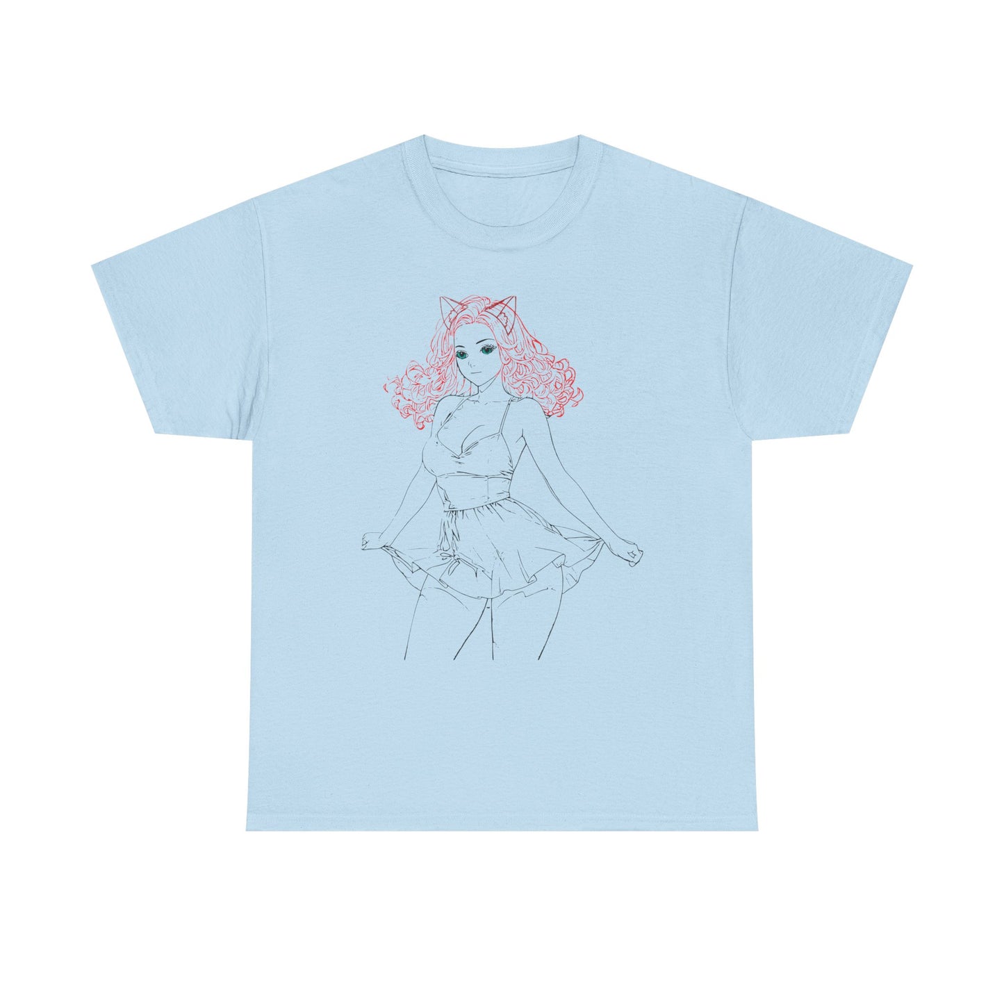 Cute Cat Girl Unisex Tee, Trendy Illustration T-Shirt, Gift for Cat Lovers, Casual Everyday Look, Fun Graphic Tee, Birthday Outfit