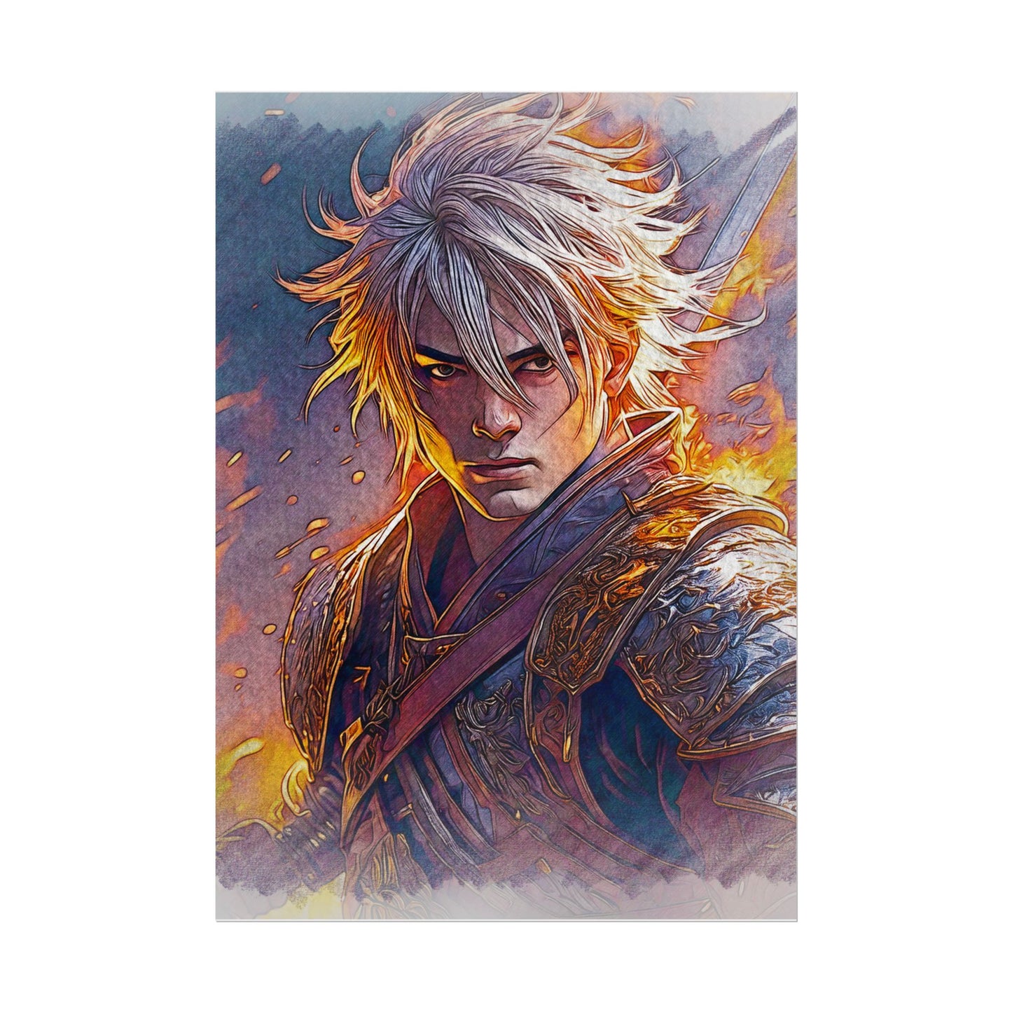 Epic Warrior Art Rolled Poster - Bold Fantasy Decor for Gamers & Anime Fans