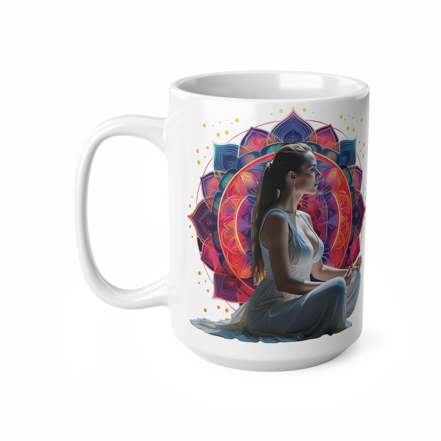 Meditative Spirit Ceramic Coffee Cups | 11oz & 15oz | Mindfulness Gifts, Yoga Lovers, Meditation, Wellness Décor, Personalize Your Drink