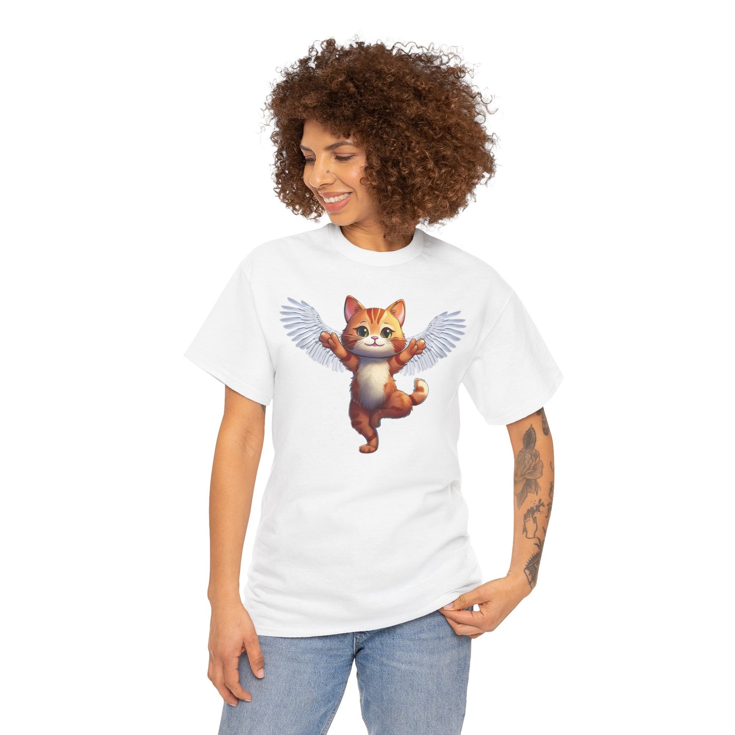 Cat Lovers Tee - Unisex Cotton " Every Cat Has Wings in Someone's Heart"