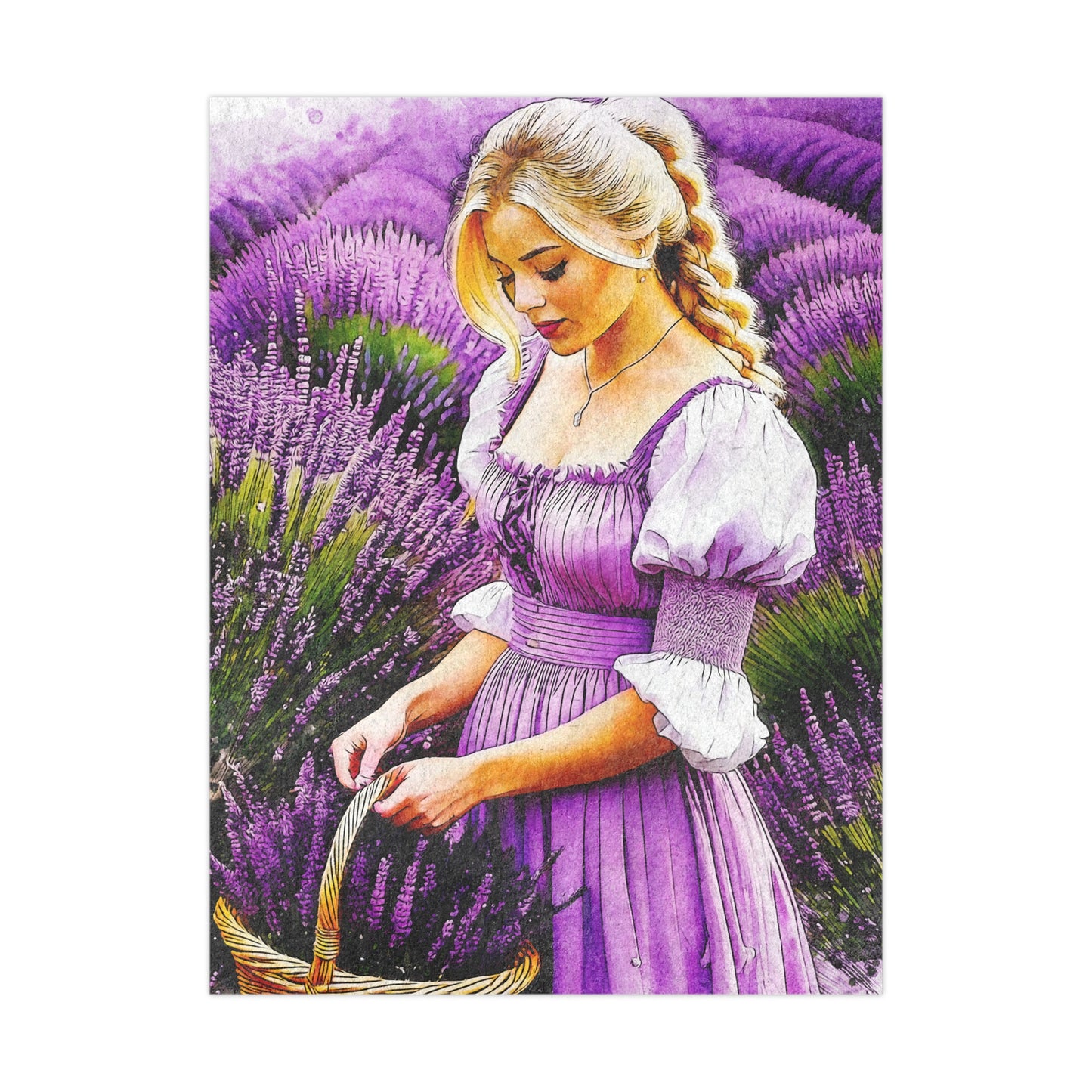 Lavender Field Matte Poster, Wall Art Decor, Feminine Art Print, Home Aesthetic, Gift for Her, Floral Wall Decor
