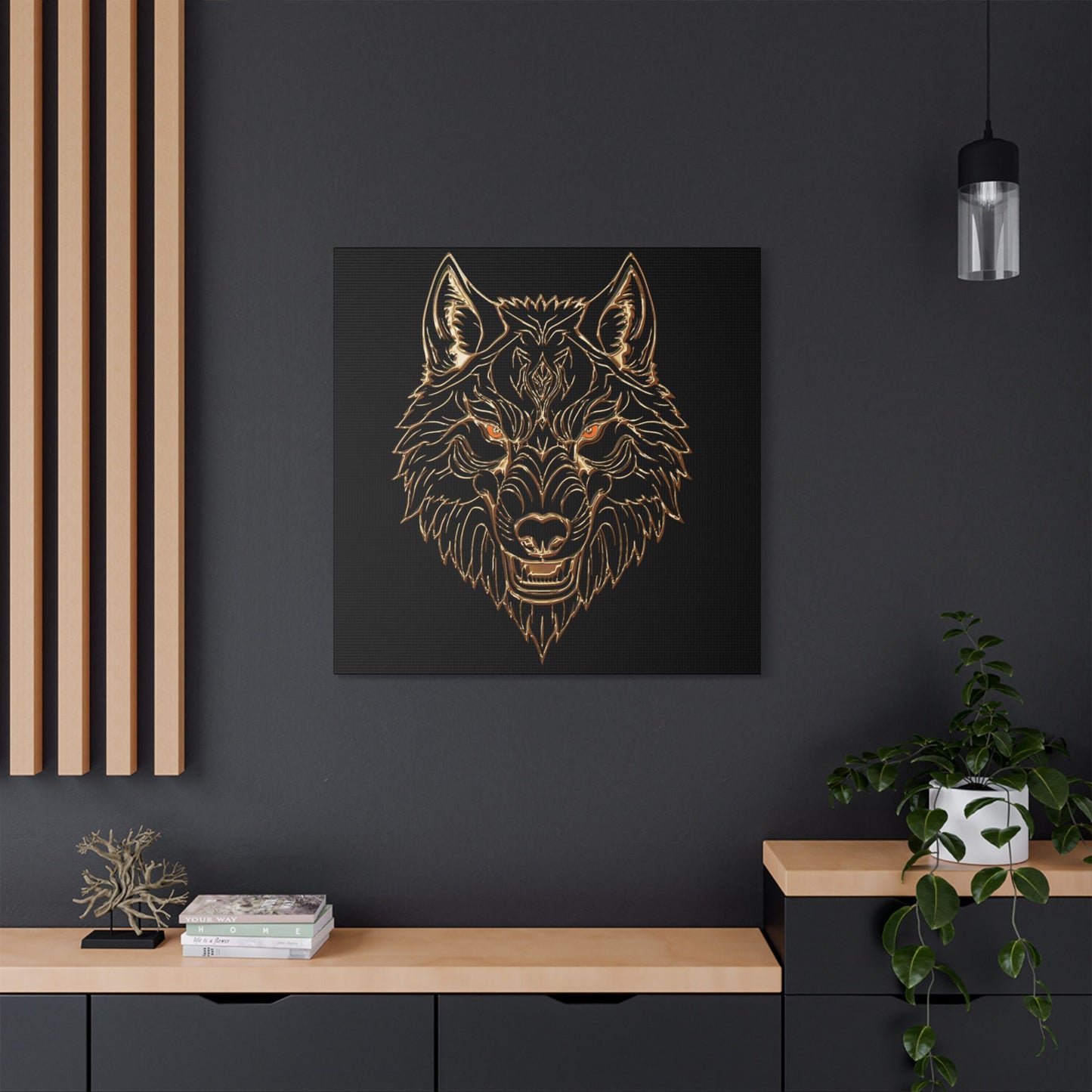 Wolf Art Canvas Wall Decor, Home Decoration, Animal Lover Gift, Gothic Wall Art, Unique Artwork for Living Room