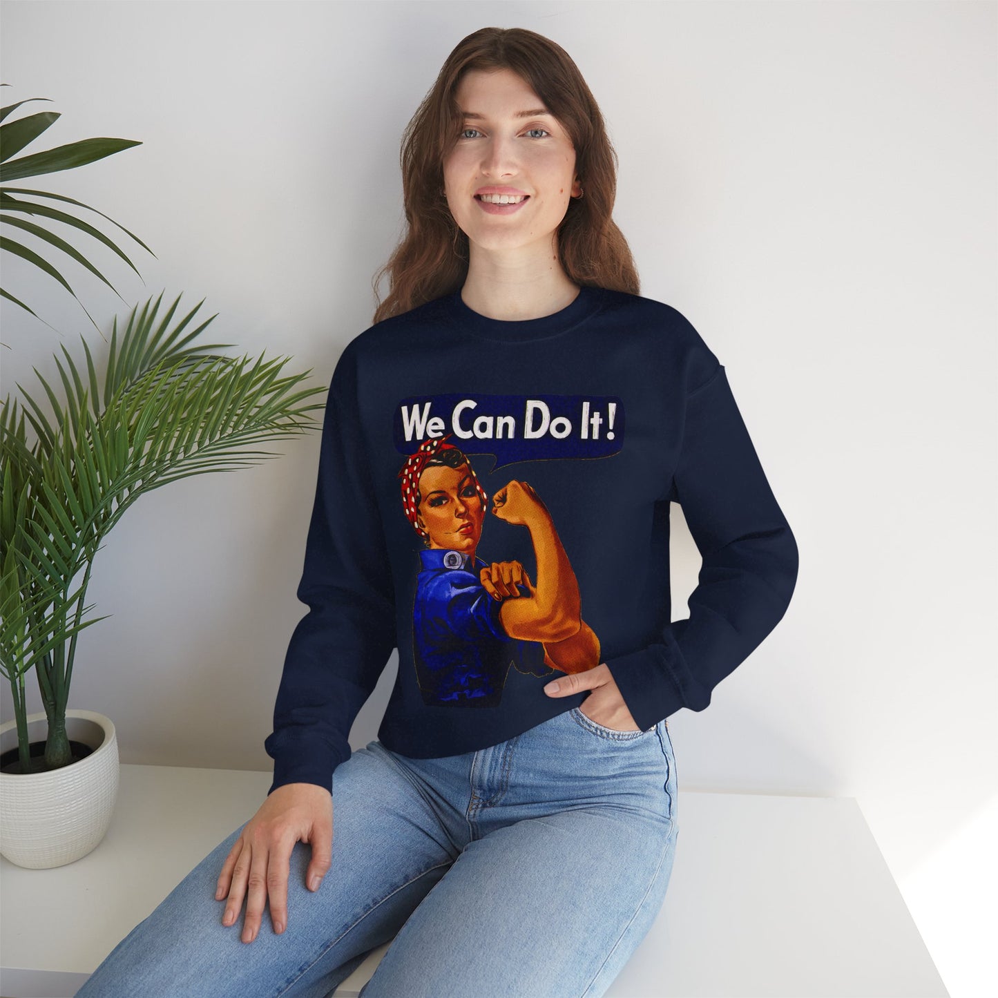 Empowerment Pop Art | Bold "We Can Do It" T-Shirts, Sweatshirts, Mugs & Wall Art for Inspiration - Empowering Rosie Crewneck Sweatshirt | Motivational Gift, Casual Wear, Feminism, Women’s Apparel, Inspirational Fashion
