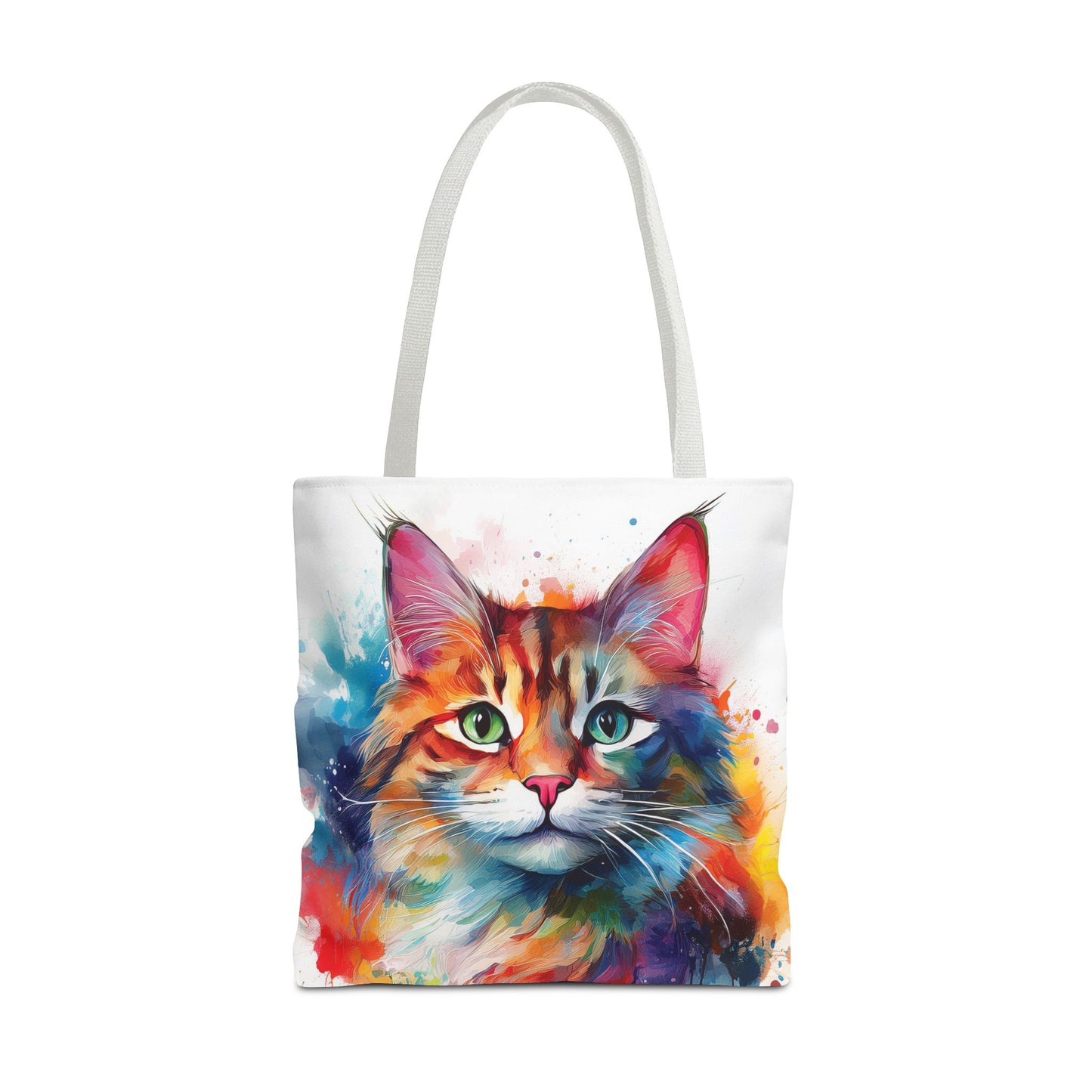 Colorful Tri-Color Cat Tote Bag: Pawsitive Vibes
