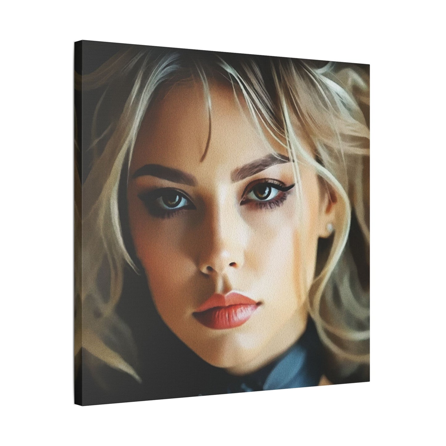 Golden Whispers – Flowing Hair Elegance for Inspired Spaces - Stretched Satin Canvas Art Print, Elegant Wall Décor, Modern Home Accent, Gift for Art Lovers, Portrait Artwork
