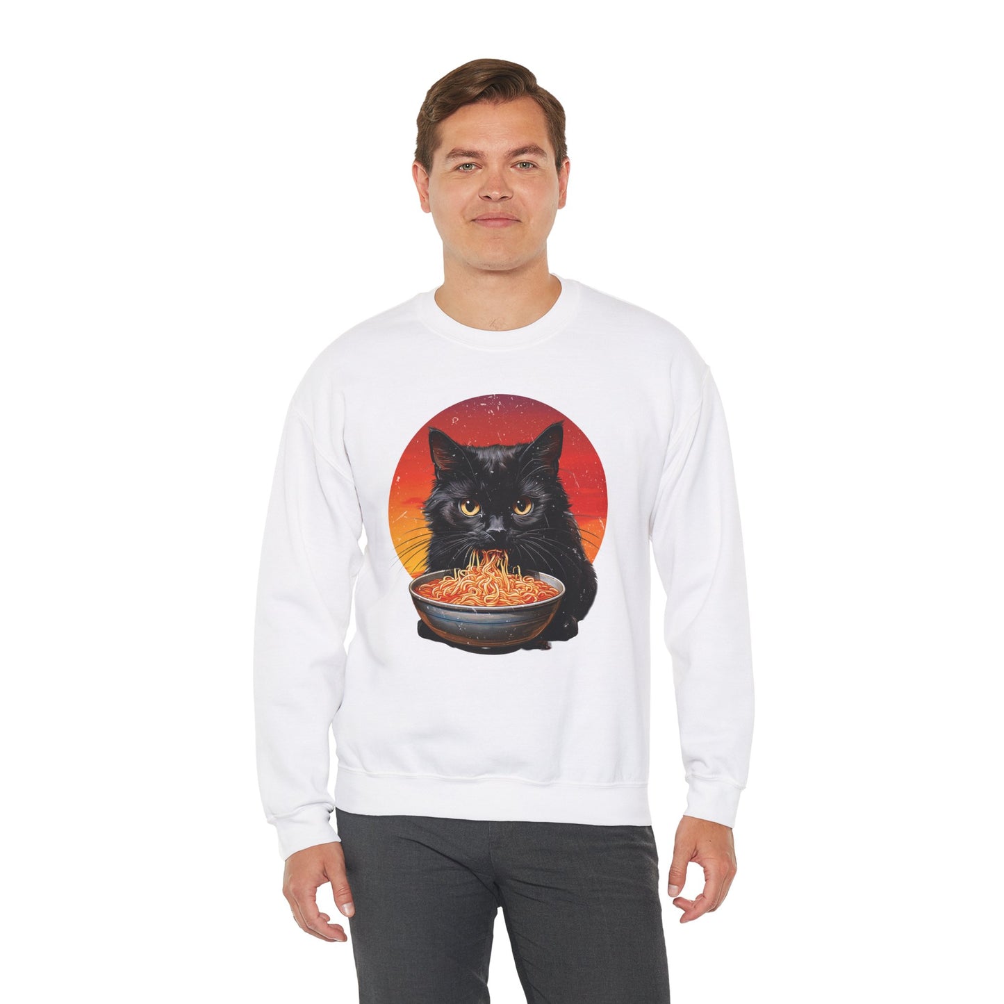 Ramen Cat - Cozy Cat Lover's Crewneck Sweatshirt - Purrfect for Foodies