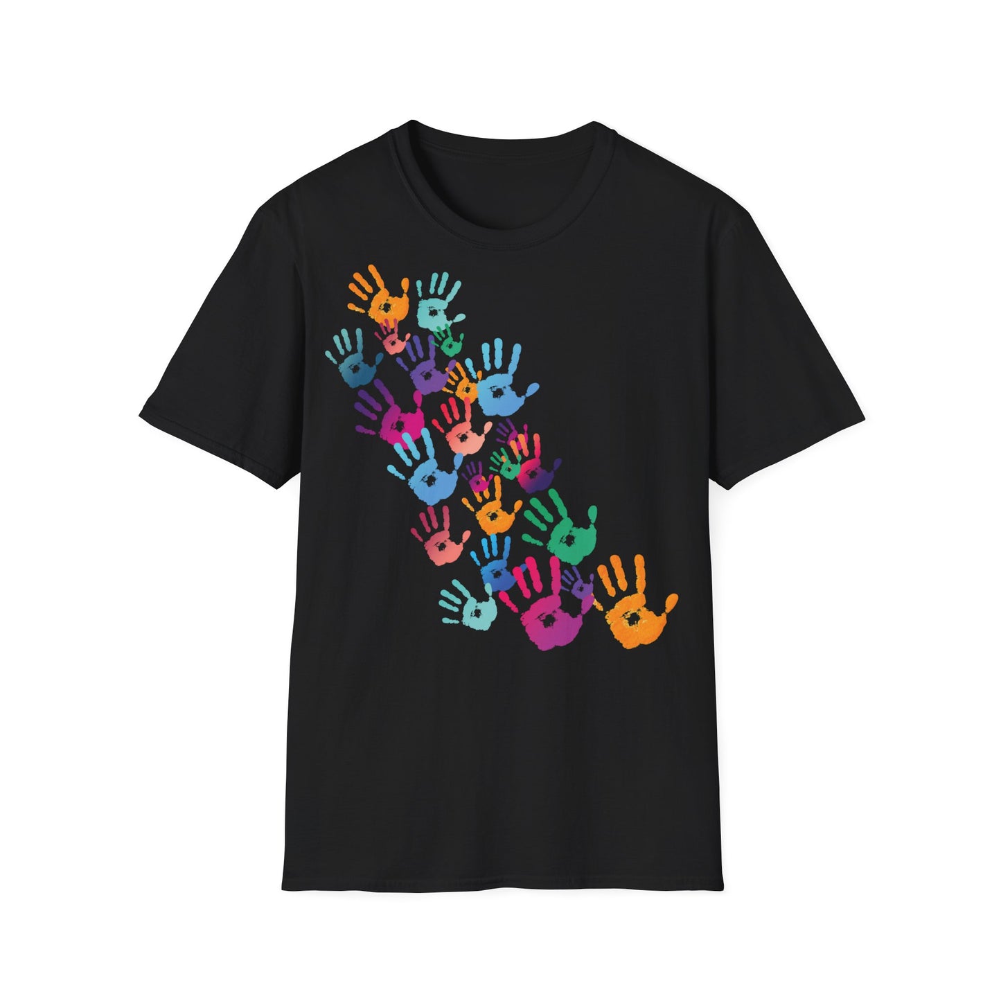 Colorful Handprints T-Shirt - Unisex Softstyle