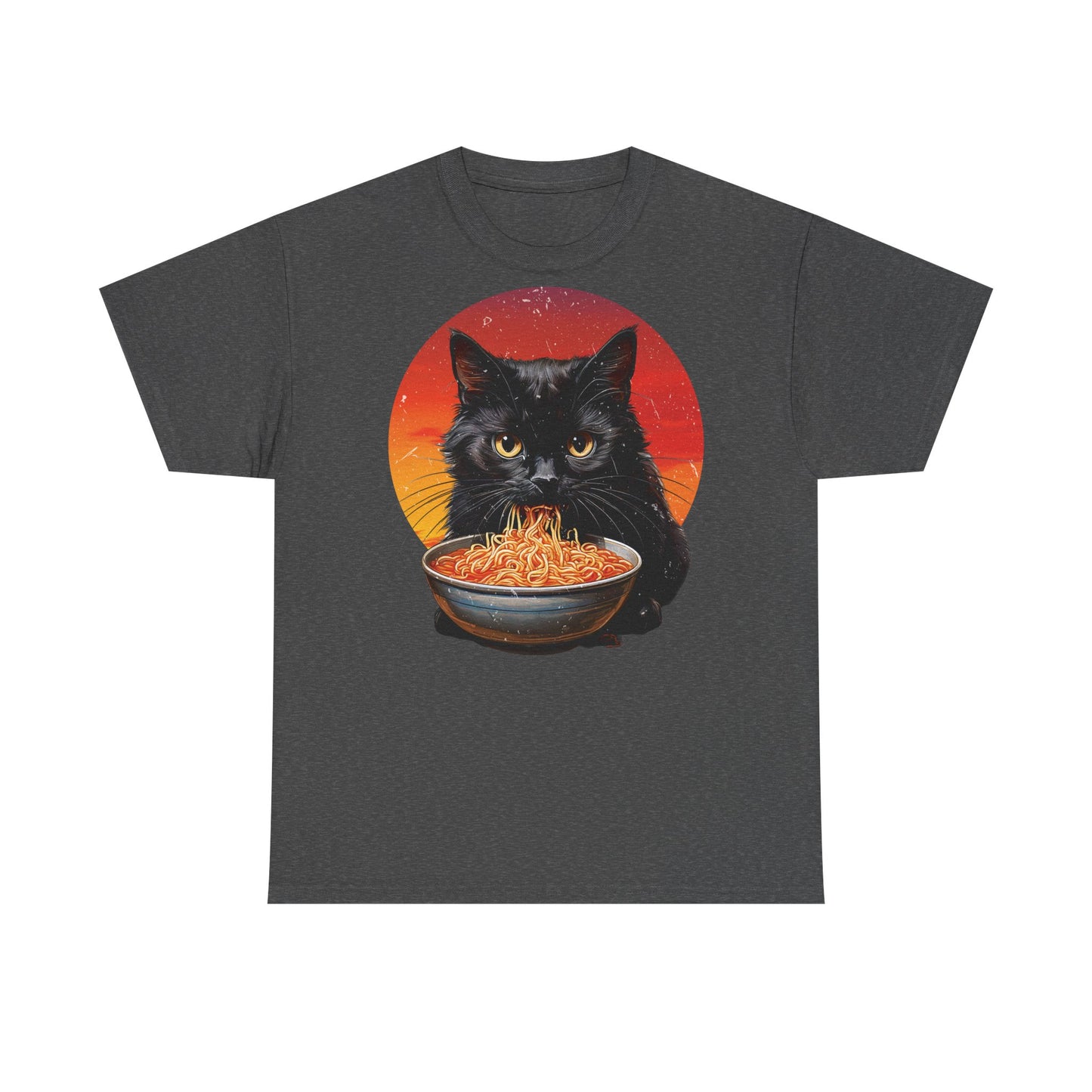 Ramen Cat - Cute Cat with Bowl of Noodles Unisex Heavy Cotton Tee