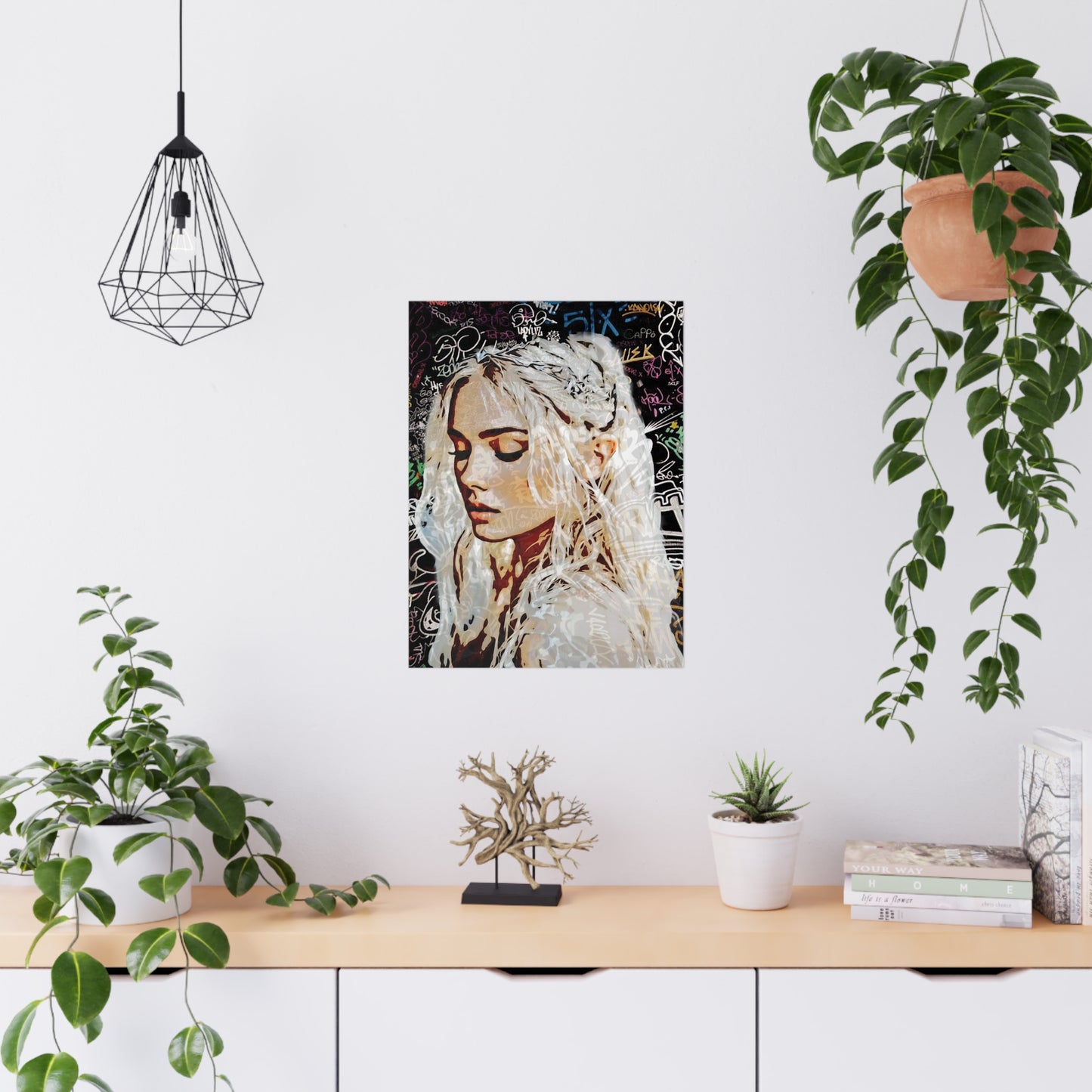"Urban Dreams: Street Art Portrait of Hope and Beauty Emerging from City's Creative Soul" - Artistic Matte Poster for Home Decor, Aesthetic Wall Art, Gift for Her, Trendy Room Decoration, Stylish Artwork