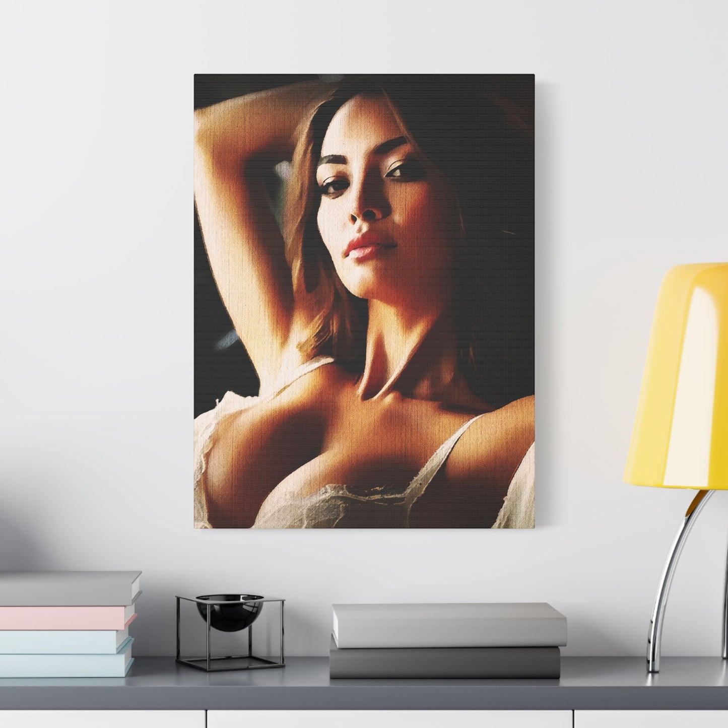 Empowered Allure – Striking Portrait of Confidence and Timeless Feminine Grace in Art - Elegant Satin Canvas Art Print, Modern Home Decor, Wall Art for Living Room, Bedroom Aesthetic, Unique Gift Idea