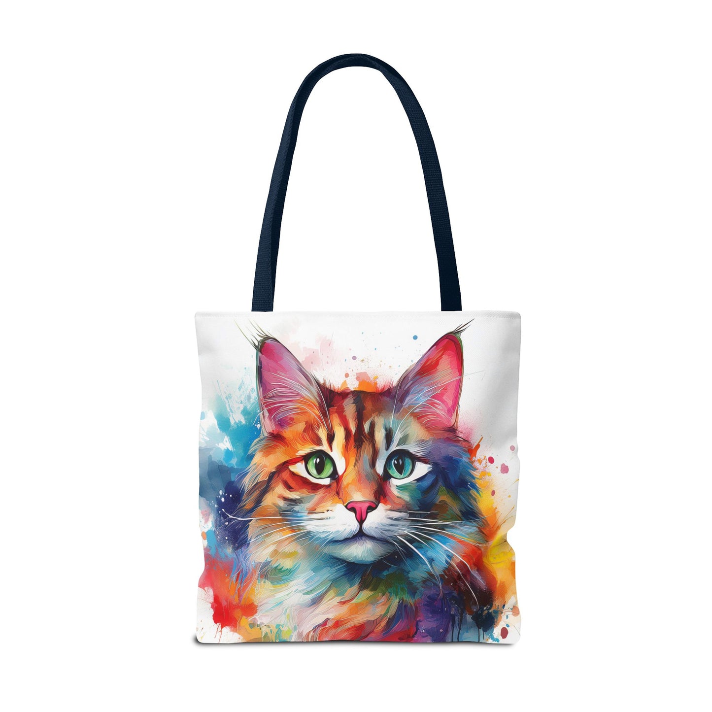 Colorful Tri-Color Cat Tote Bag: Pawsitive Vibes