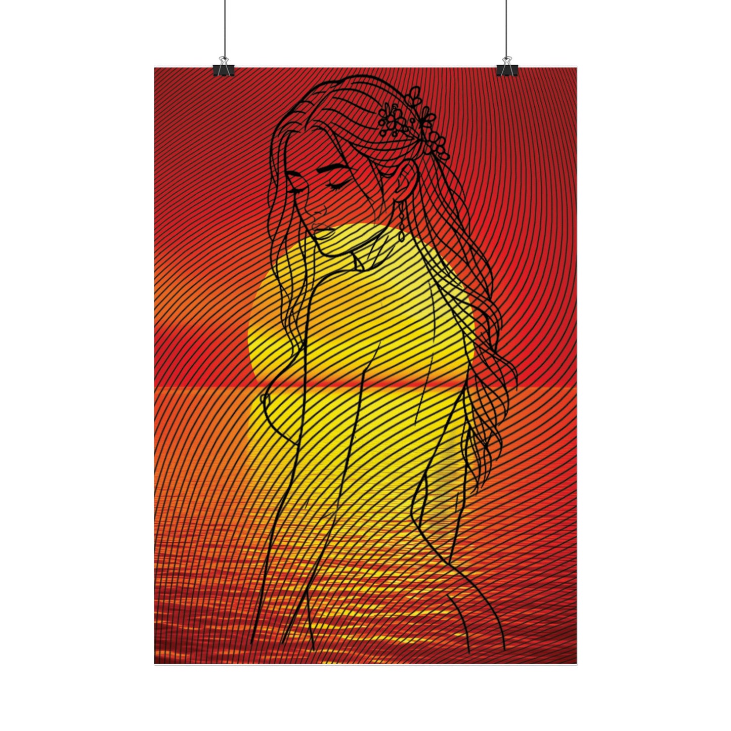 Sunset Silhouette Art Poster | Wall Décor, Living Room Art, Modern Home Decor, Bedroom Wall Art, Gift Idea