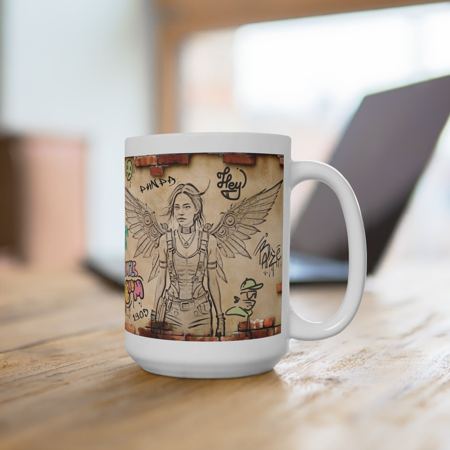 Urban Graffiti Ceramic Mug for Coffee Lovers, Art-Inspired Gift, Street Style Drinkware, Unique Mug for Home or Office, Creative Artwork Mug