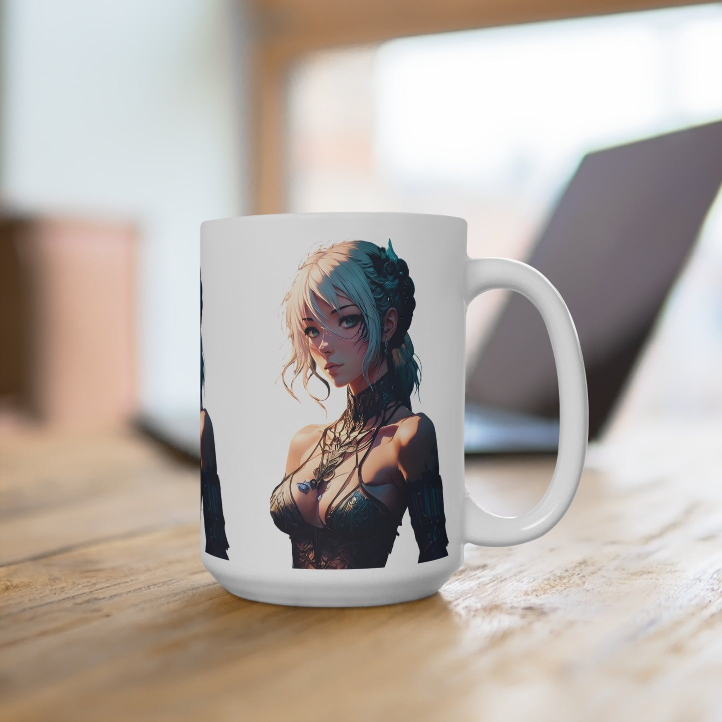 Anime / Manga-Inspired Ceramic Mug, Cat Girl Coffee Cup, Gift for Anime Lovers, Manga Mug, Unique Kawaii Drinkware