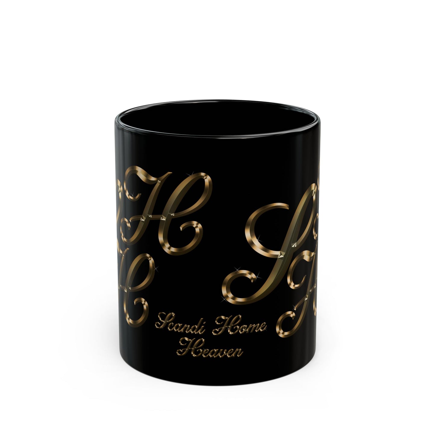 Mug Golden Color Scandi Home Heaven Designer Label Black 11oz 15oz