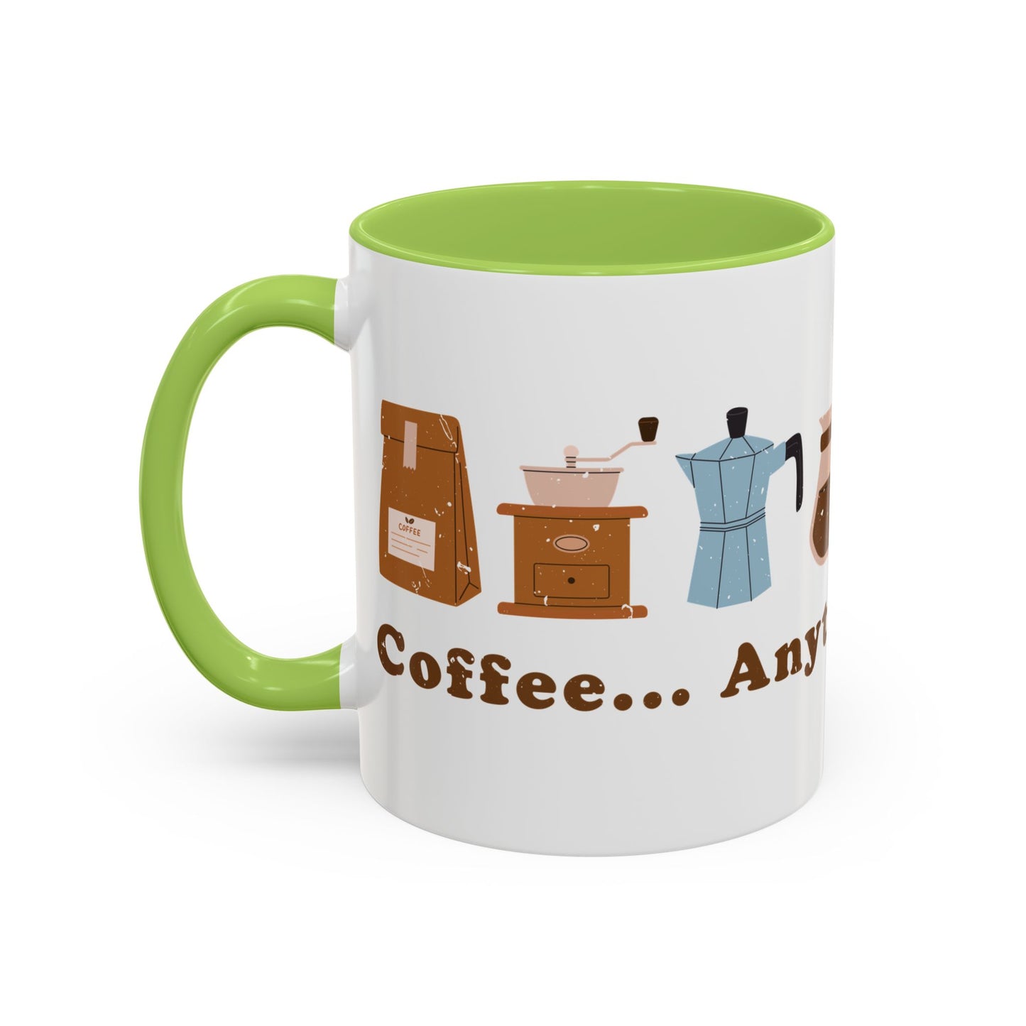 Mug - Coffee Anytime, Anywhere - Retro, vintage Accent Coffee Mug (11oz)