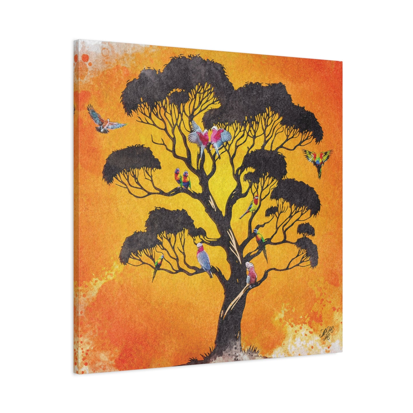 'Australian Bush Vibe' - Vibrant Bird Tree Canvas Wall Art