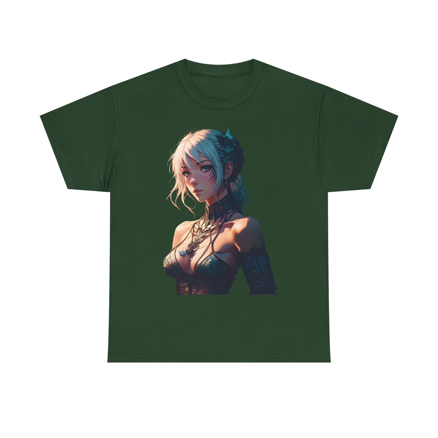 Mystical Anime Forest Princess Portrait - Stylish Graphic Tee with Fantasy Design, Casual Wear, Anime Gift, Comfortable T-Shirt, Art Tee for Everyday Fashion