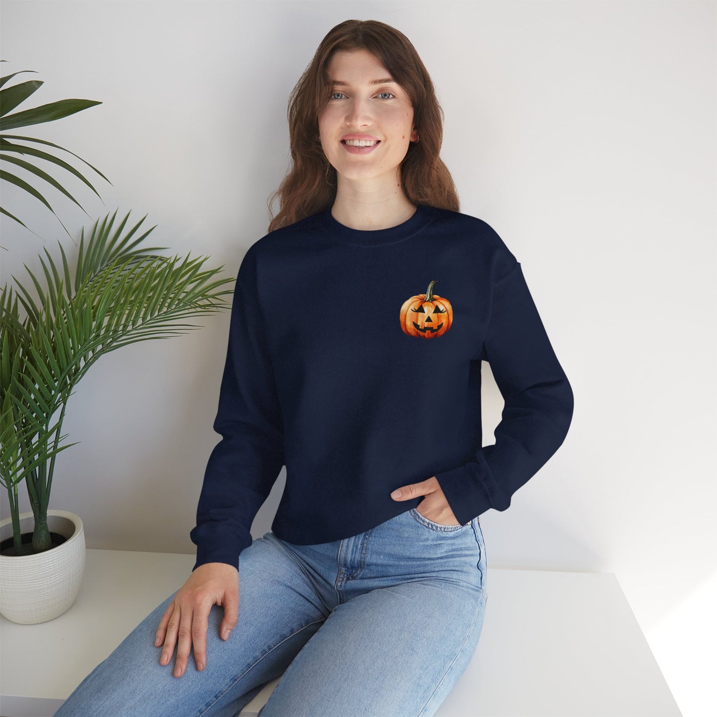 ๐ Embrace Autumn Magic - Pumpkin Bliss Collection for Cozy Season Vibes โจ2 - Halloween Pumpkin Crewneck Sweatshirt | Cozy Fall Fashion, Unisex Sweater, Casual Wear, Gift for Halloween Lovers, Autumn Style