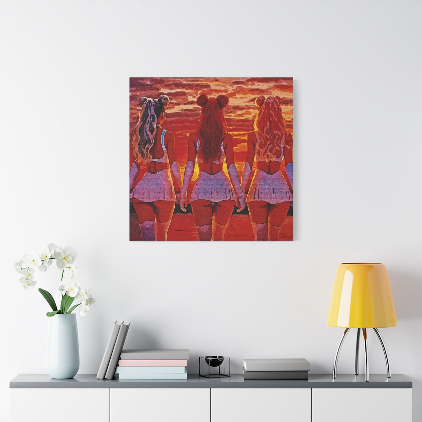 Horizon Sisters β United in Light and Love π
ππ β Unity & Peace in Vibrant Coastal Light - Stretched Canvas Art Print, Boho Wall Decor, Beach Sunset Art, Girls Artwork, Home and Living