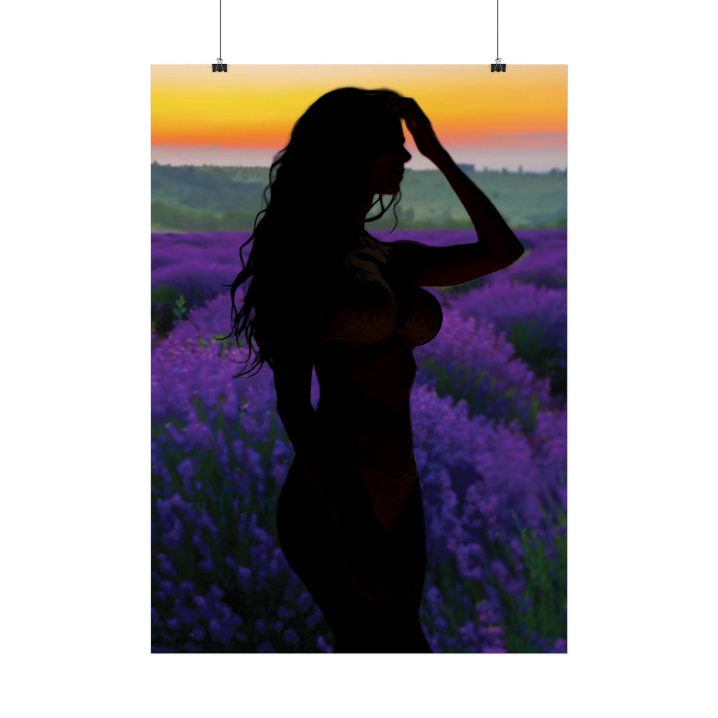 Silhouette Poster Art - Dreamy Landscape Wall Decor, Bedroom Decor, Gift for Her, Home Office Wall Art, Feminine Aesthetic Prints