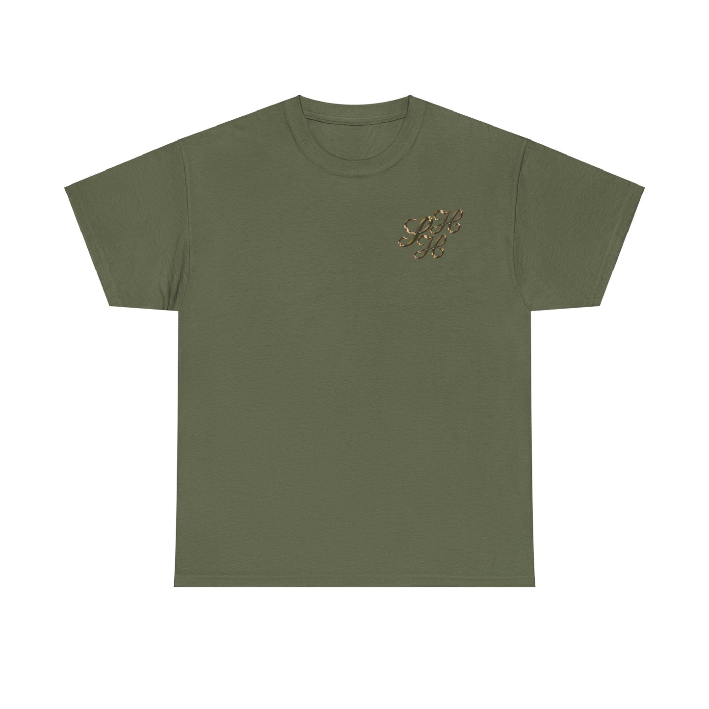 Unisex Tee - Golden Scandi Home Heaven Logo - Decorative Design