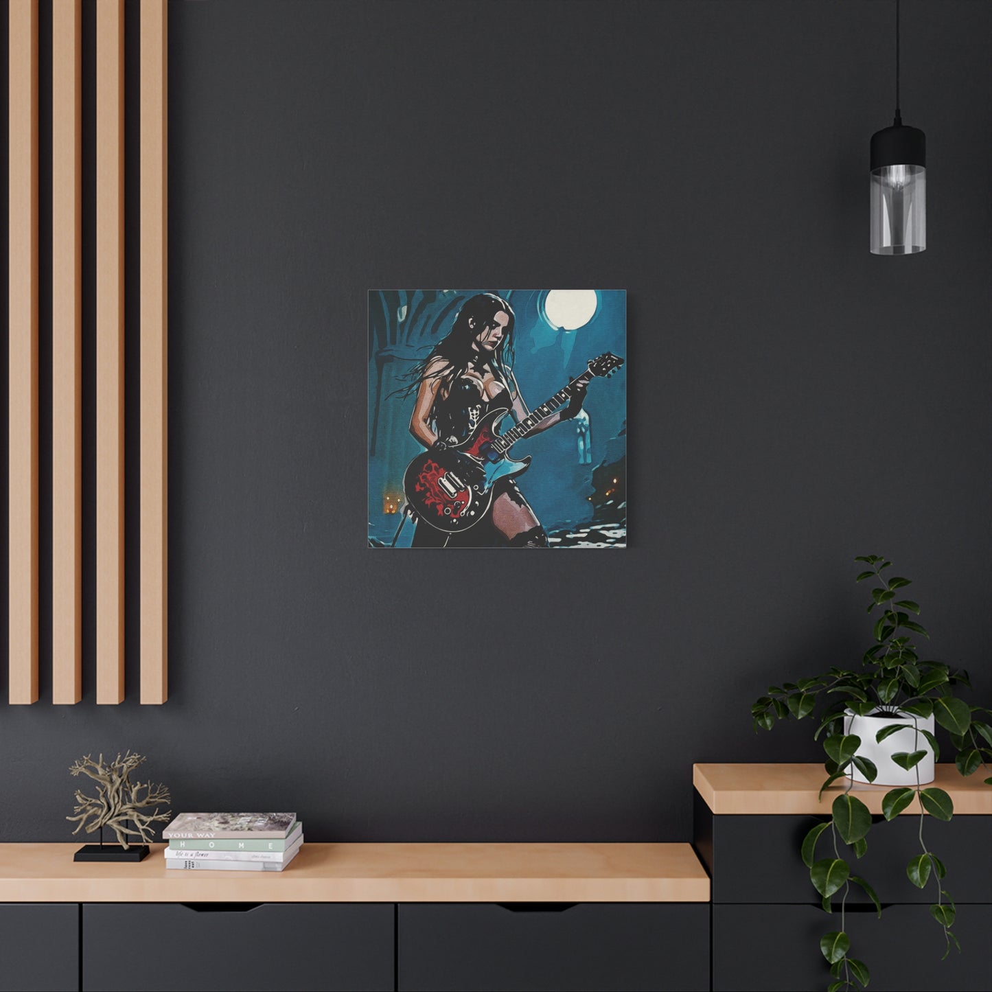 Midnight Riff: Power, Passion, and Gothic Pulse - Gothic Rocker Canvas Art, Edgy Wall Decor, Music Lover Gift, Unique Home Accent, Studio Wall Art