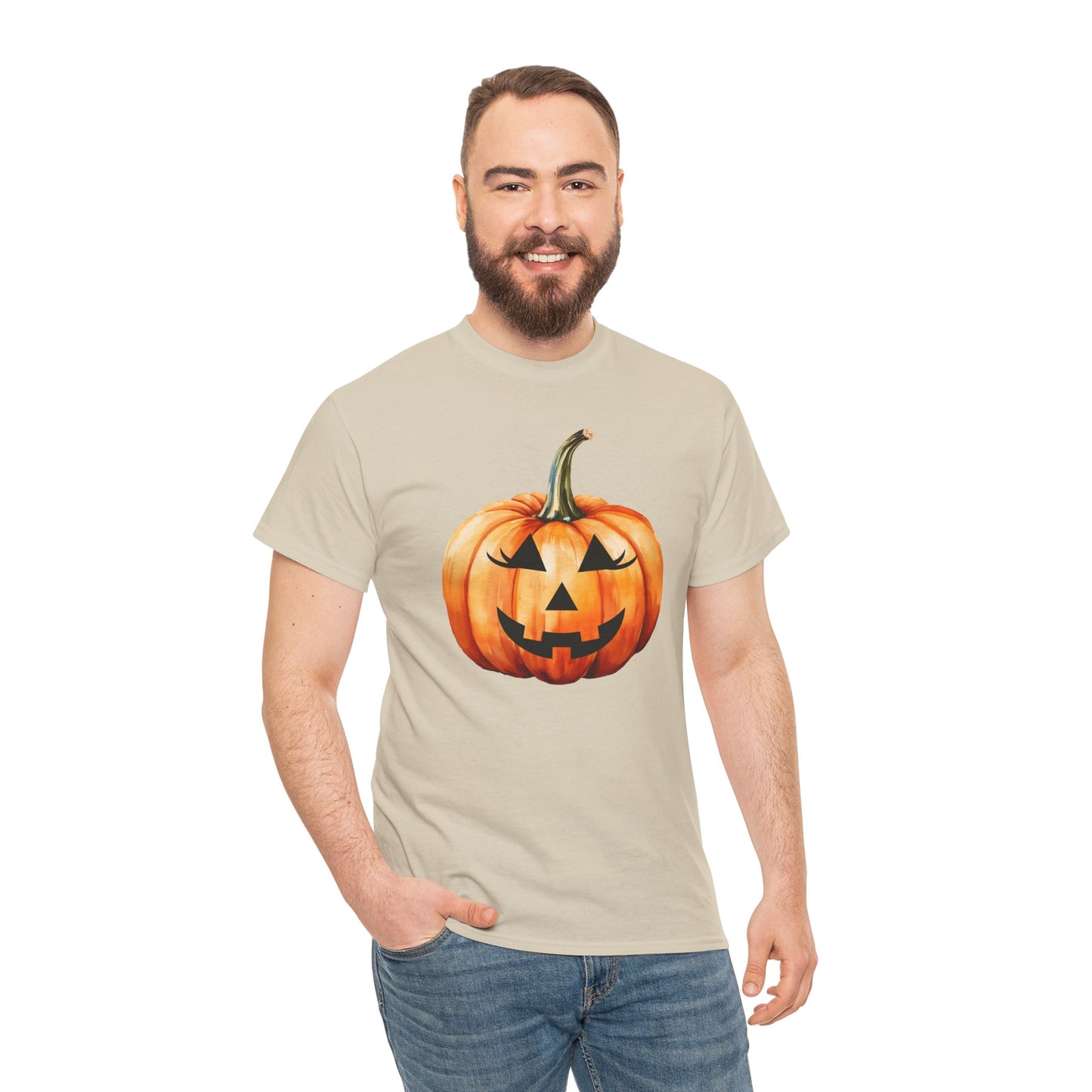 ๐ Embrace Autumn Magic - Pumpkin Bliss Collection for Cozy Season Vibes โจ - Harvest Vibes Pumpkin Cotton Tee | Fall Shirt, Halloween Apparel, Autumn Fashion, Unisex Graphic Tee, Gift for Pumpkin Lovers