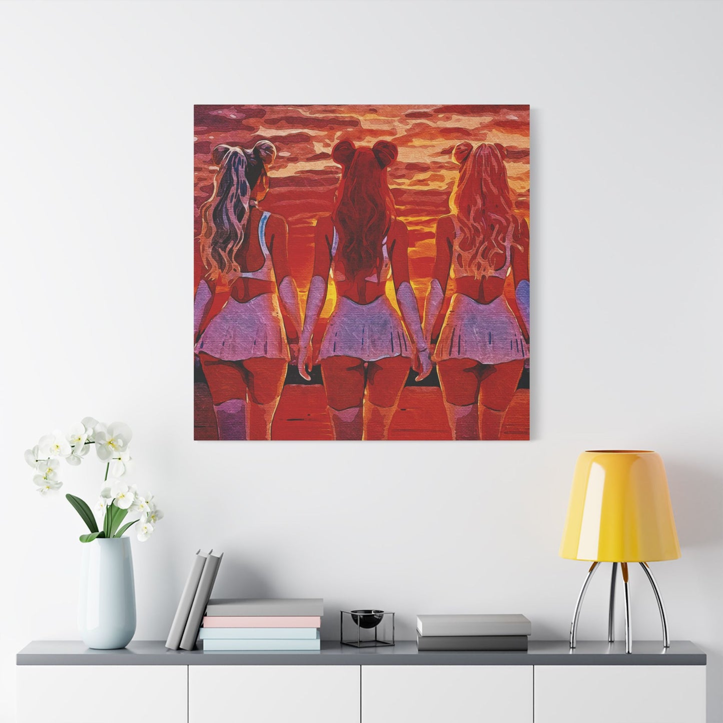 Horizon Sisters β United in Light and Love π
ππ β Unity & Peace in Vibrant Coastal Light - Stretched Canvas Art Print, Boho Wall Decor, Beach Sunset Art, Girls Artwork, Home and Living