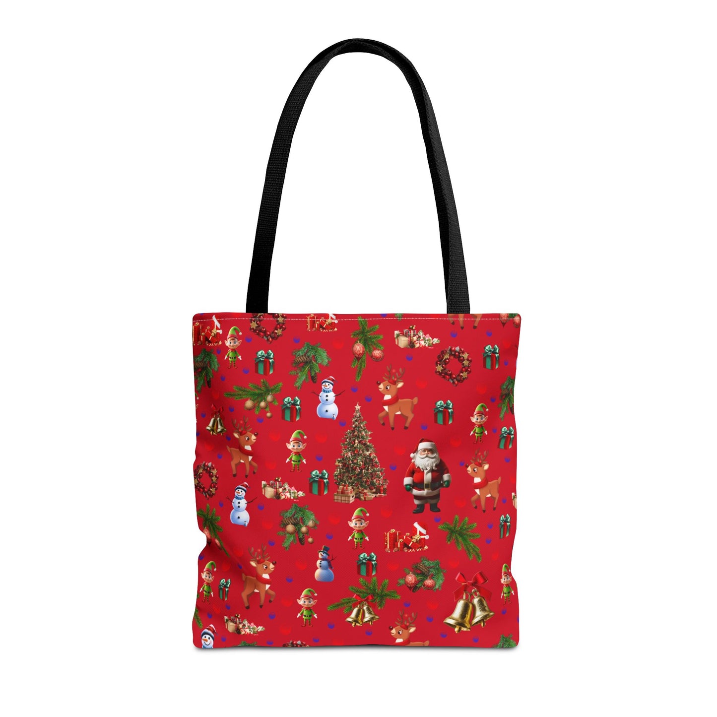 Festive Holiday Tote Bag - Santa, Snowman & Christmas Design